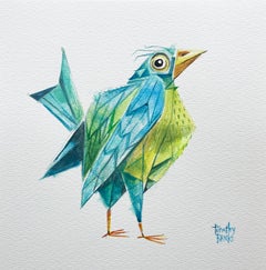 Oiseau de la pomme verte, peinture originale