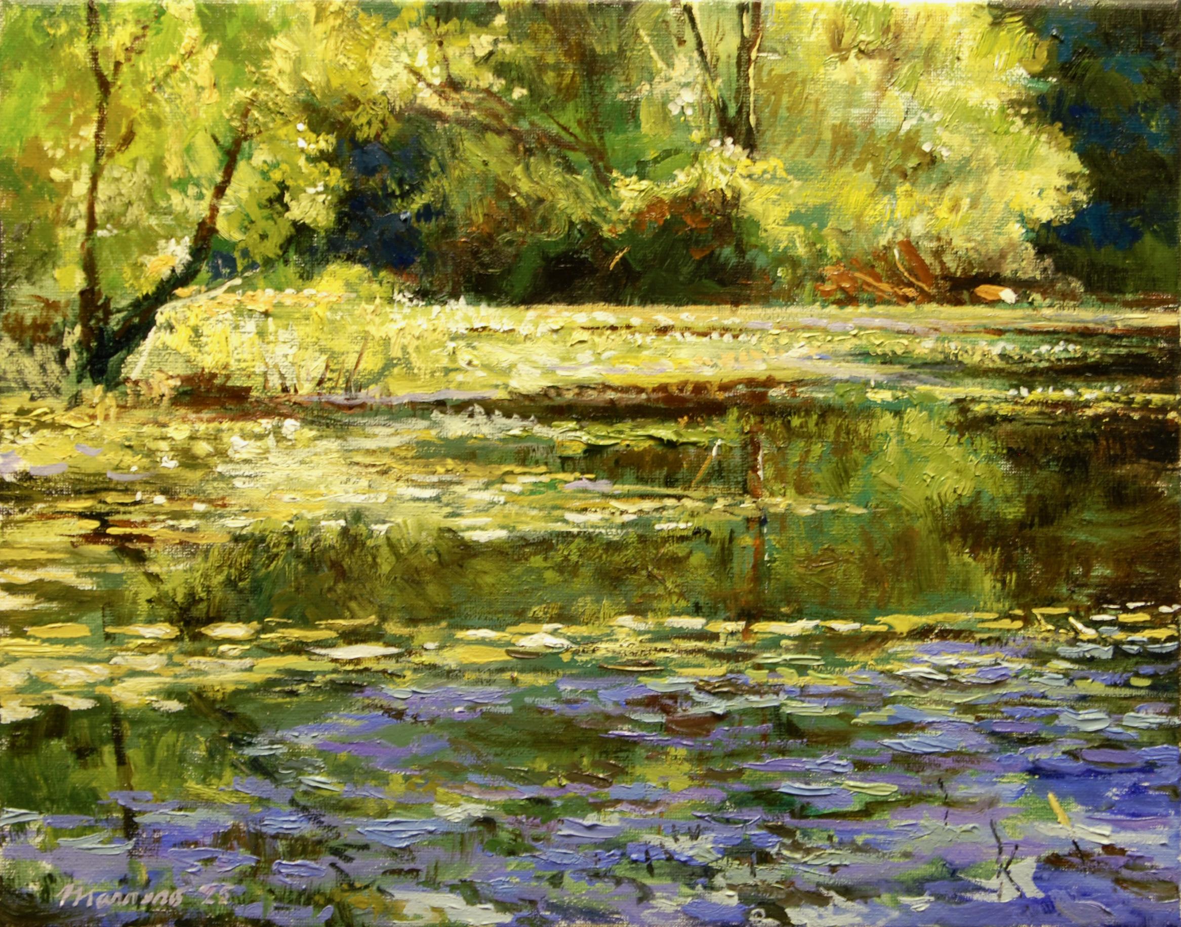 Landscape Painting Onelio Marrero - Rassemblement de la lumière, peinture à l'huile