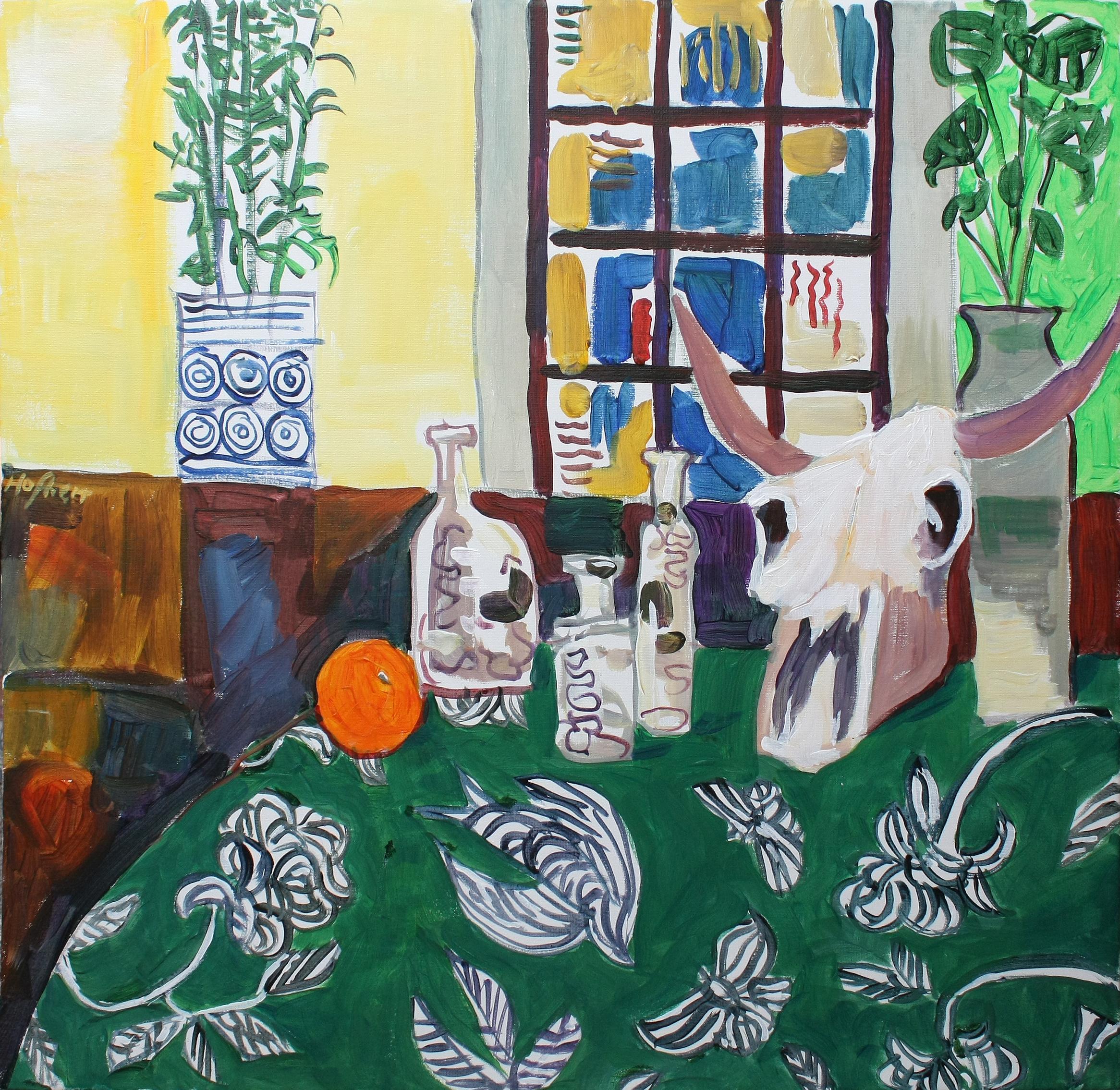 Robert Hofherr Still-Life Painting - Still Life with Cow Skull, Original Painting
