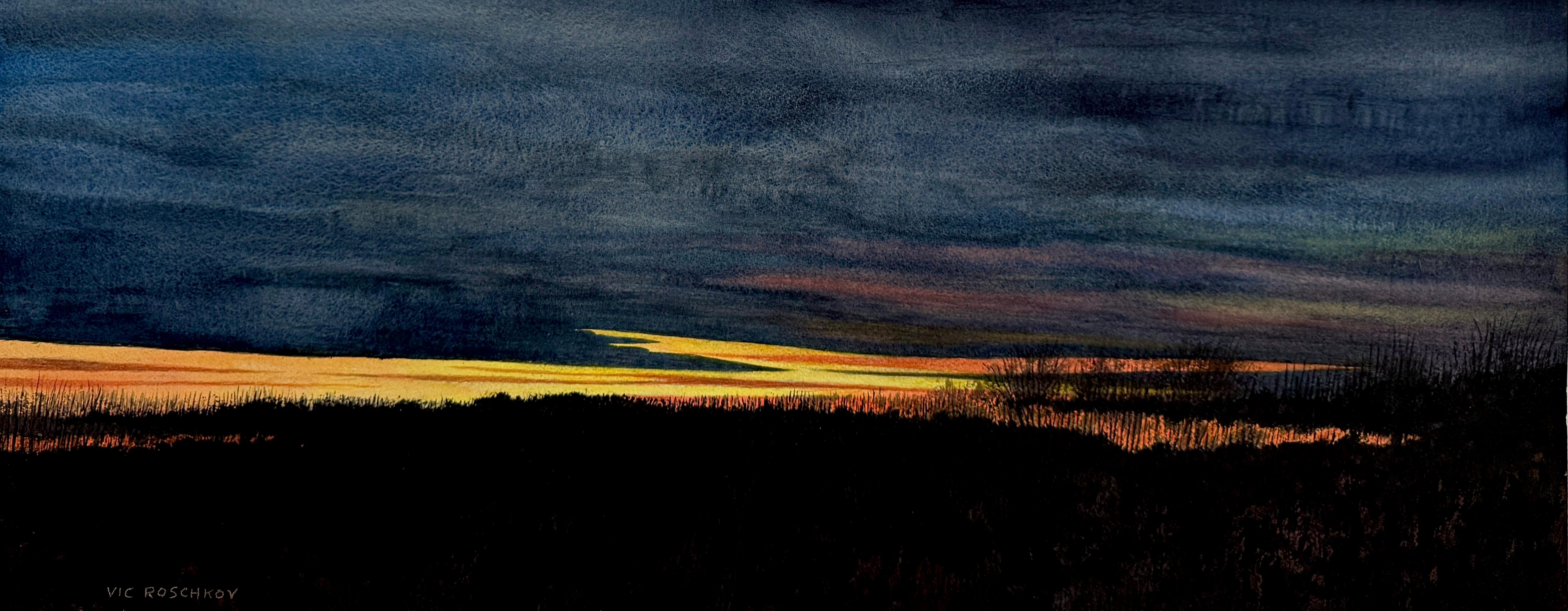 Landscape Art di Vic Roschkov - Bordo della notte, dipinto originale