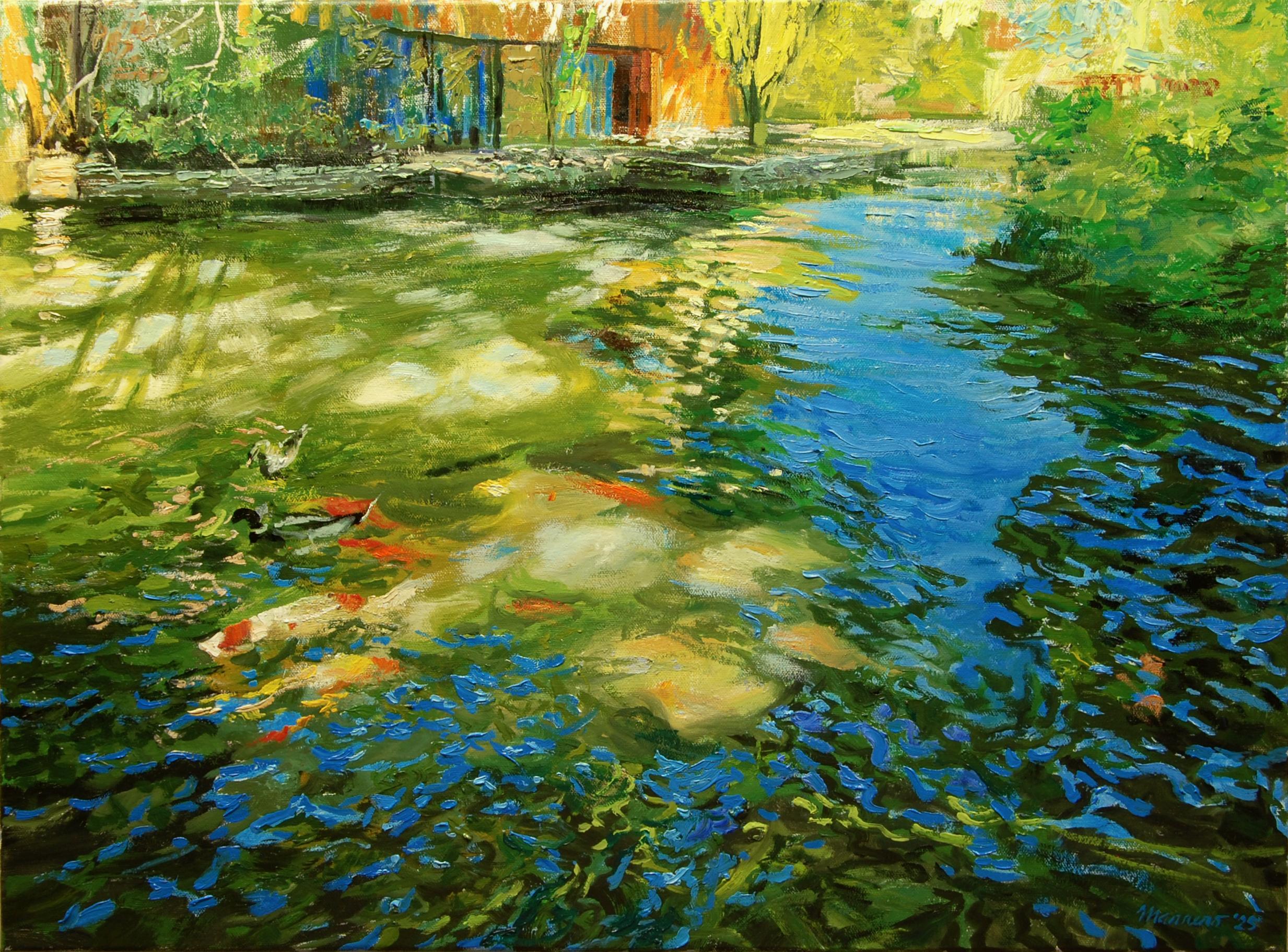 Más allá del bosque salvaje, pintura al óleo