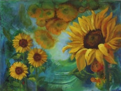 Freude an Sonnenblumen, Ölgemälde