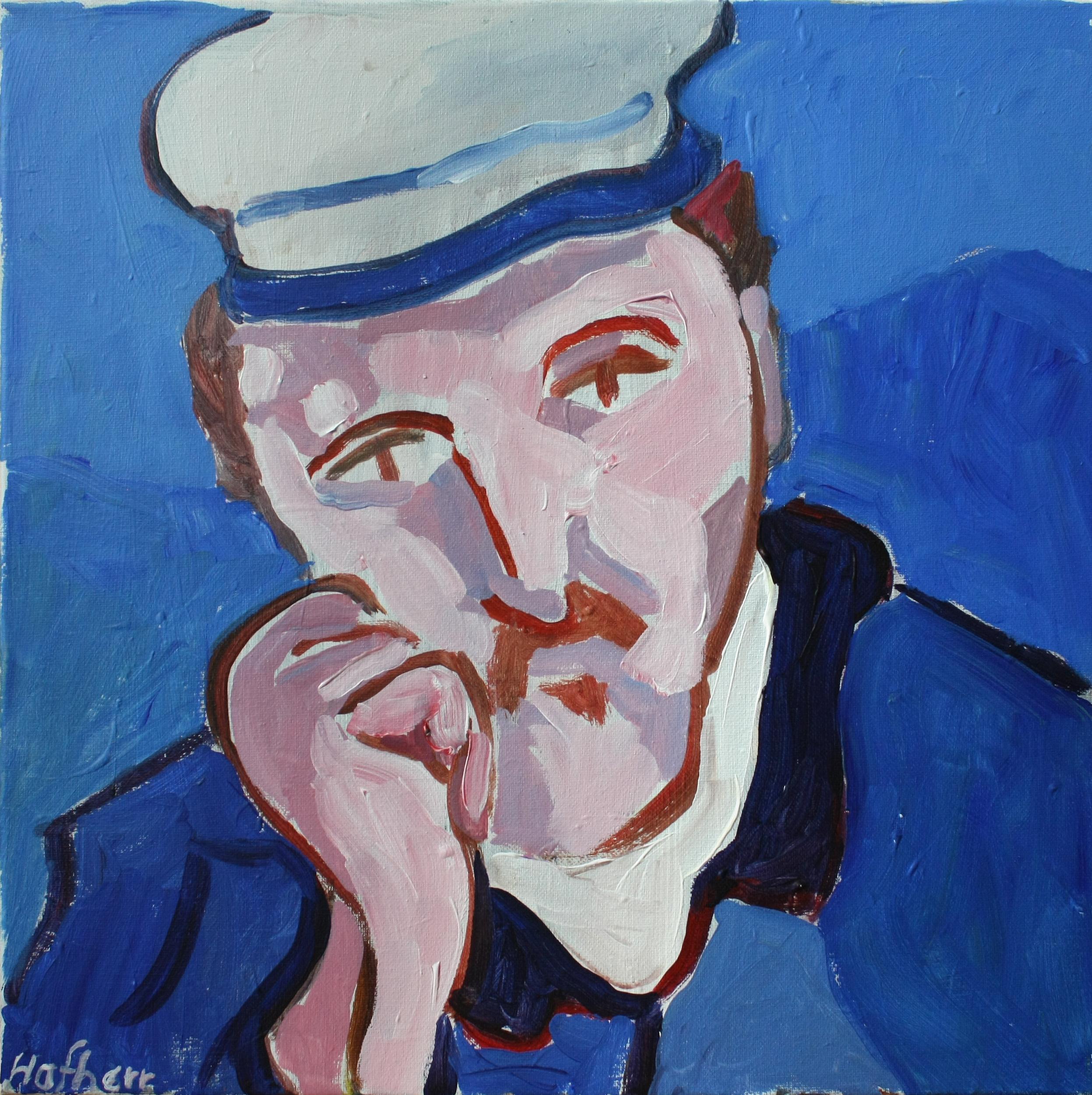 Figurative Painting de Robert Hofherr - Hombre con sombrero (según Van Gogh), Pintura original