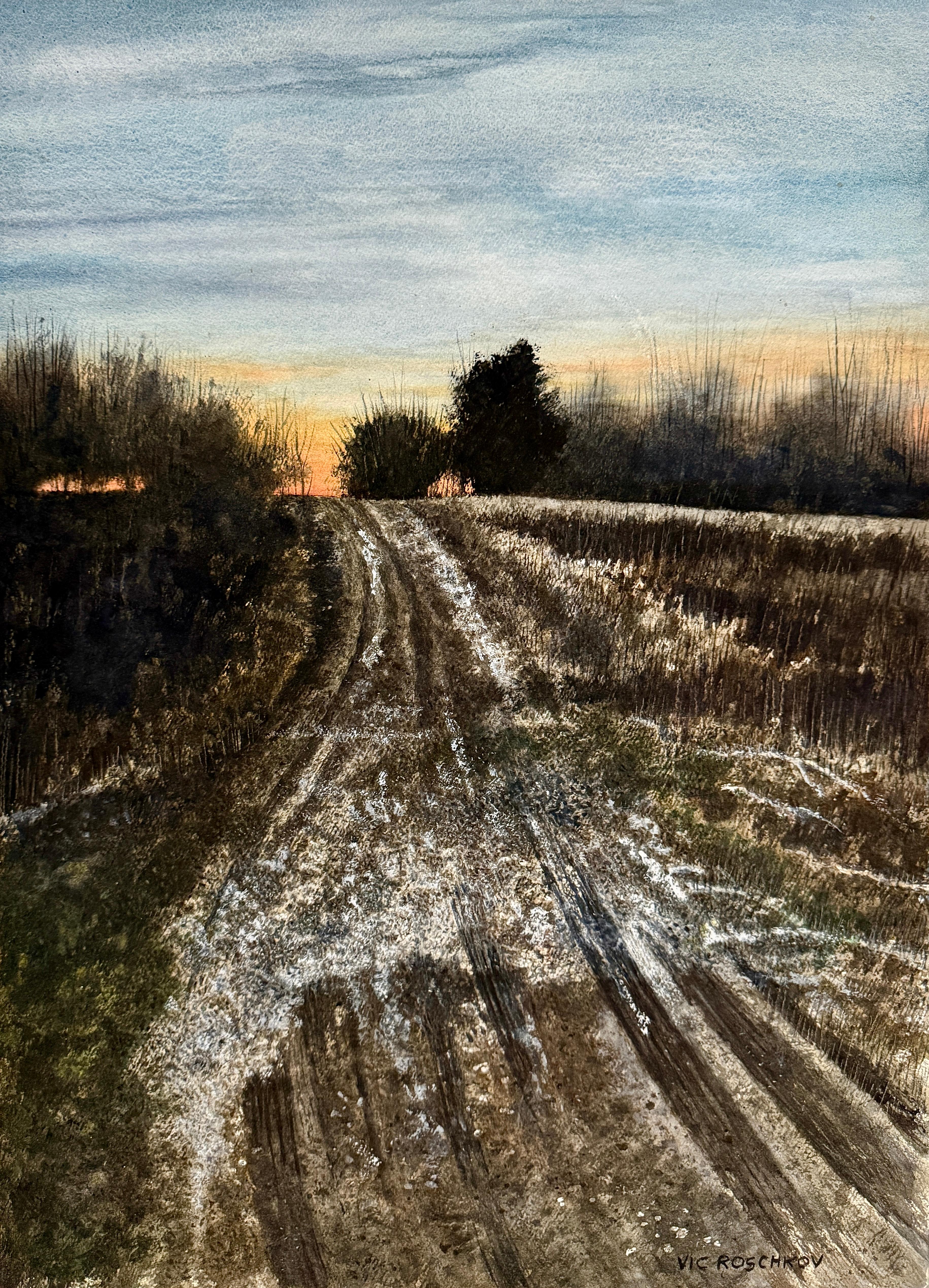 Landscape Art di Vic Roschkov - L'ultimo gelo, dipinto originale