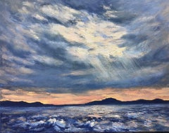 Plage de Mandalay, crépuscule, peinture à l'huile