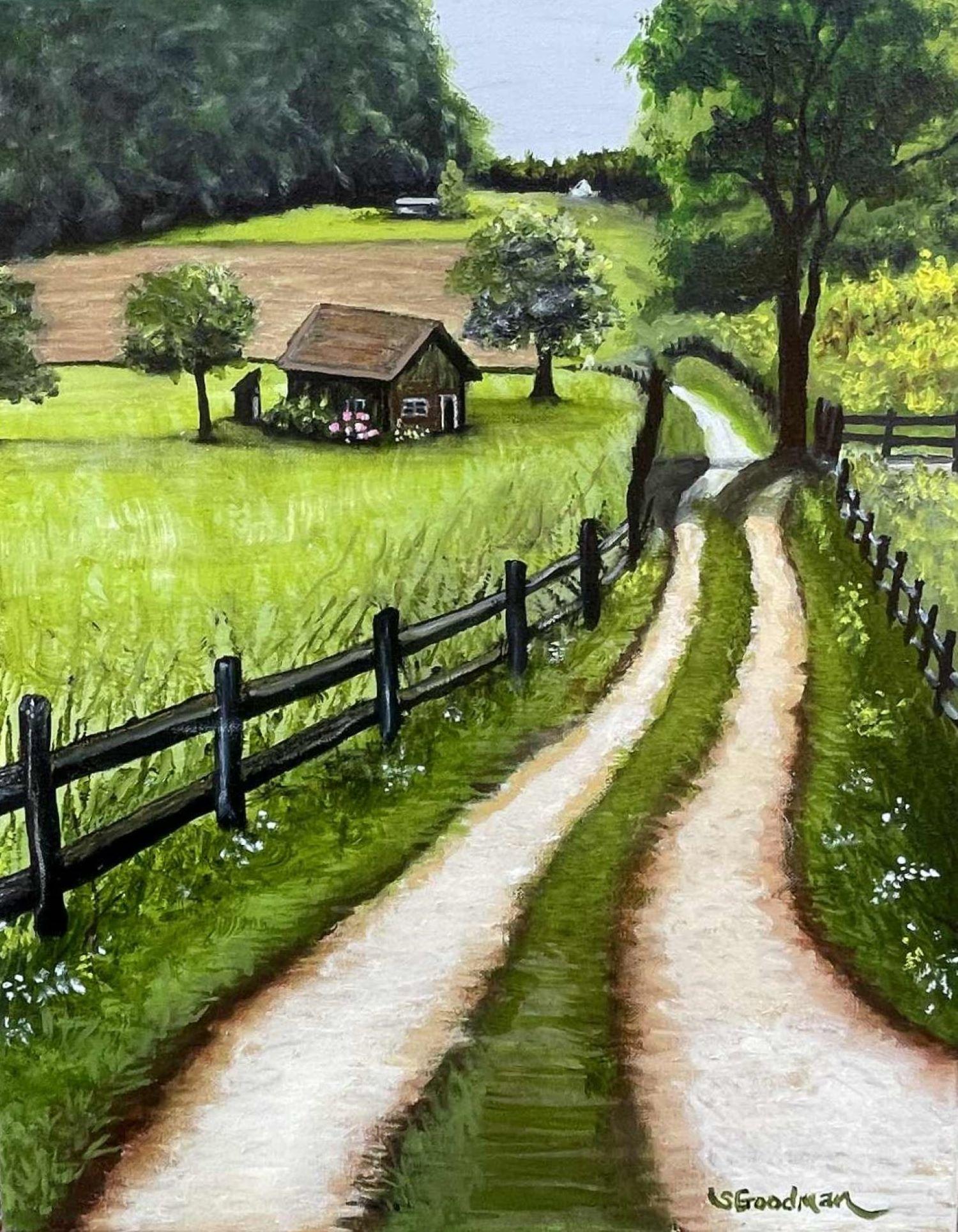 Strada di campagna, Pittura a olio