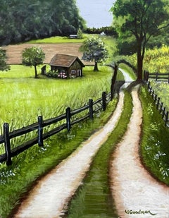 Route de campagne, peinture à l'huile