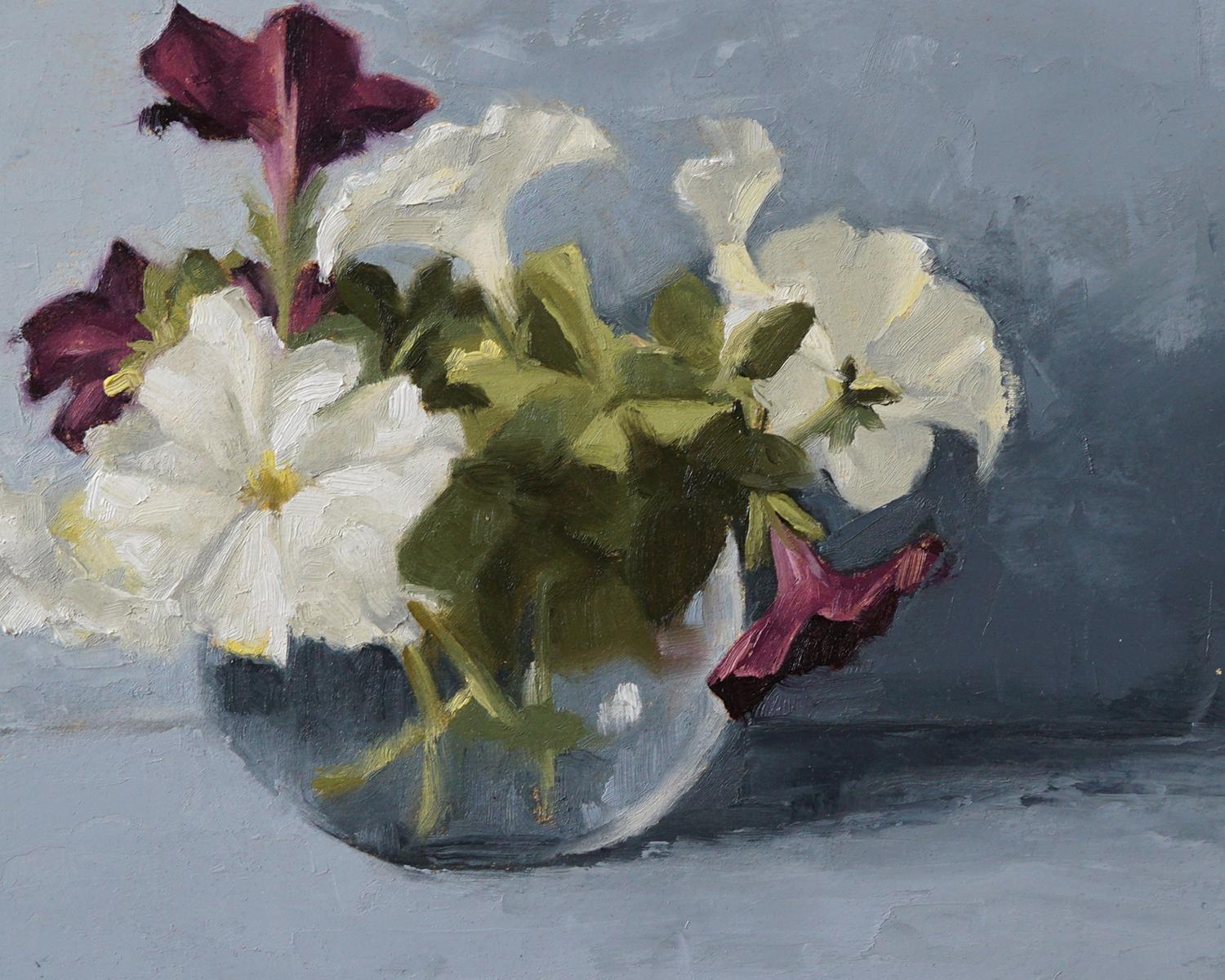 Petunie di primavera II, Pittura a olio in vendita 1