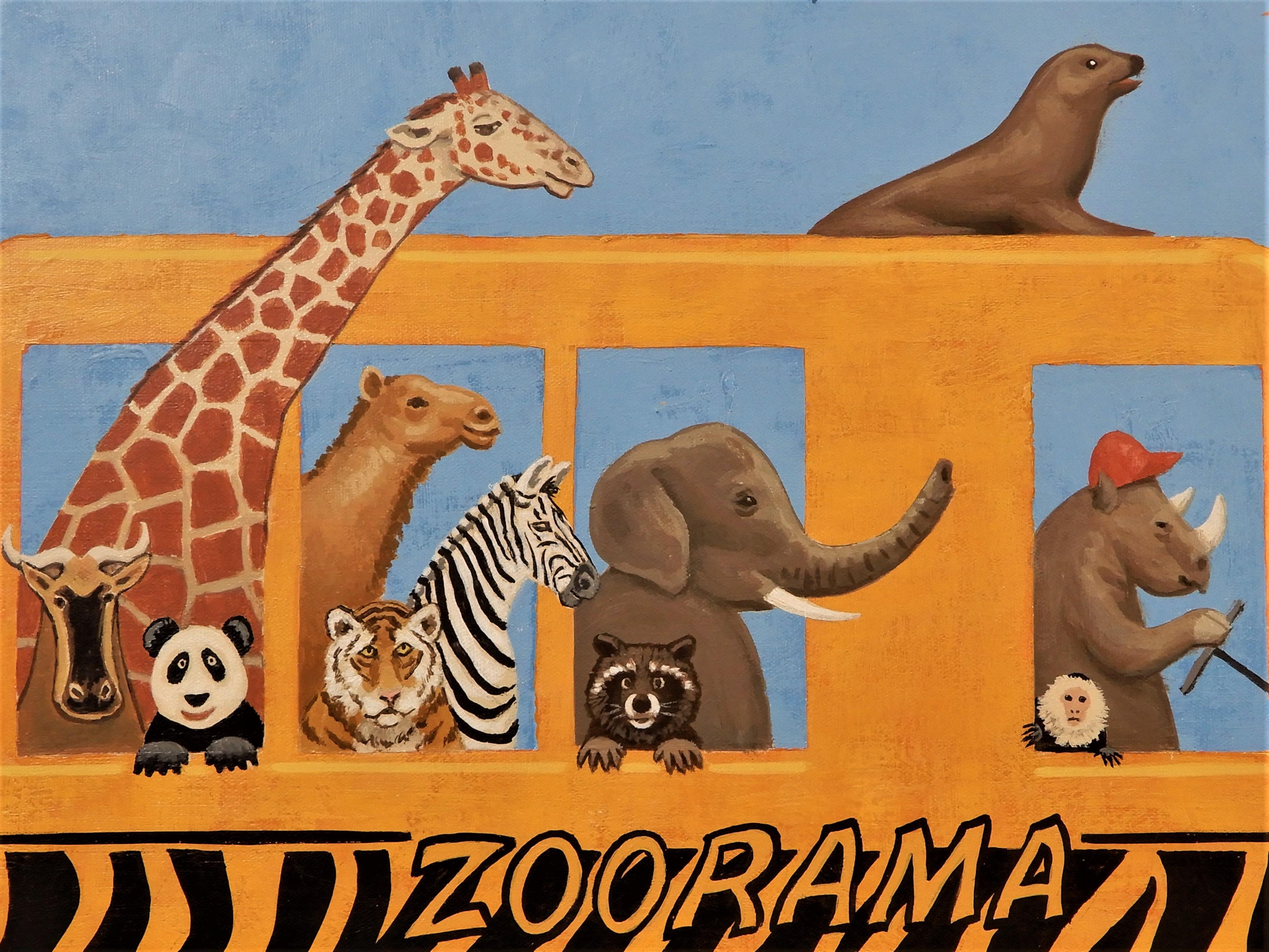 Zoorama, Original Painting - Brown Animal Painting by Carolyn Pennor