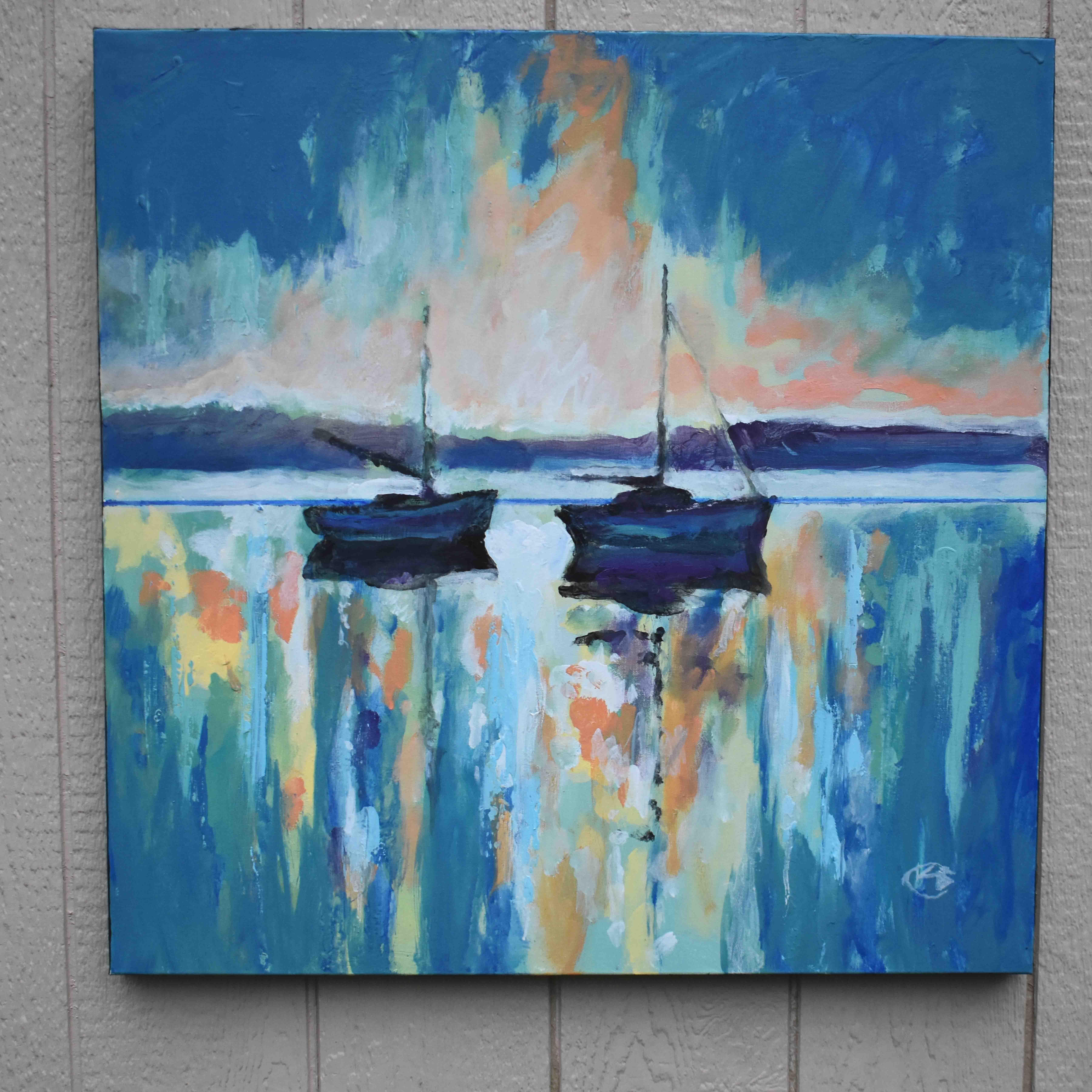 Serenity, Original Painting - Blue Landscape Painting by Kip Decker