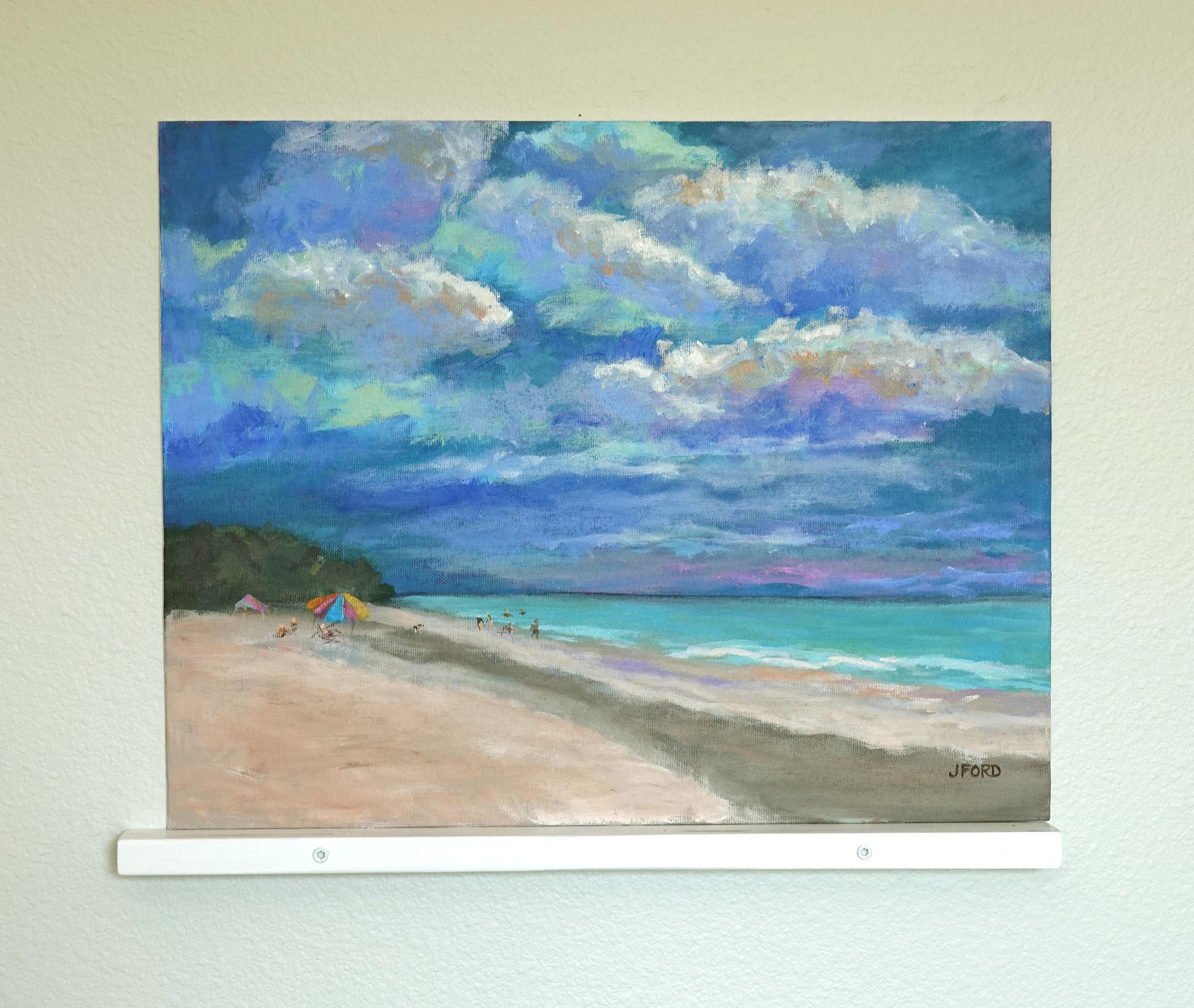 Sand chaud et beaux nuages, peinture d'origine - Impressionnisme abstrait Painting par Joanie Ford
