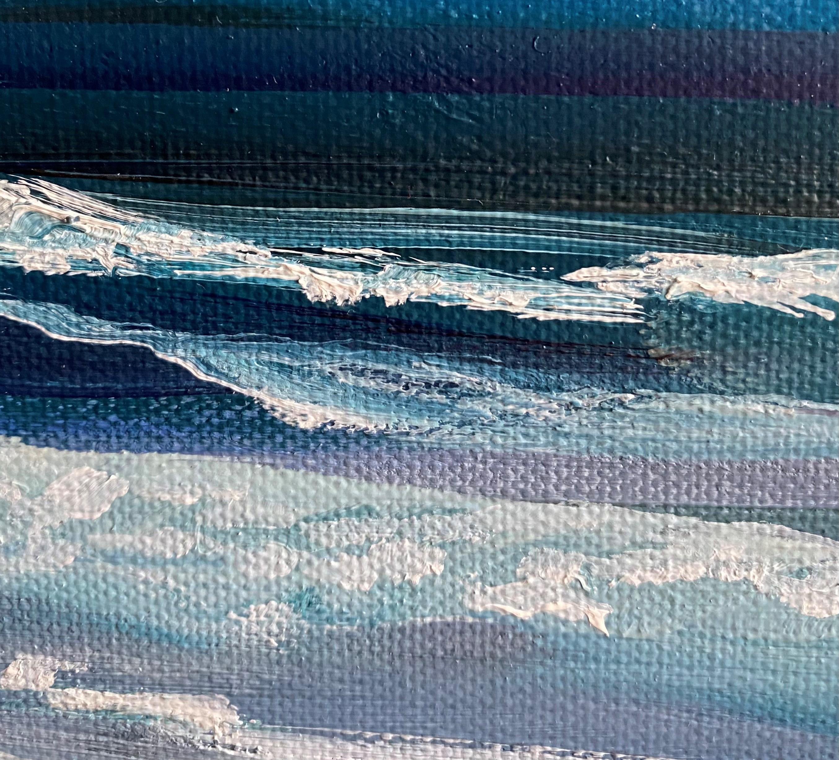 <p>Artist Comments<br>Heavy storm clouds and wind roll over the dark waves, tossing them into higher crests in this dramatic painting by artist Kristine Kainer. Ethereal horizons bring a sense of mystery and excitement. With harmonious colors and
