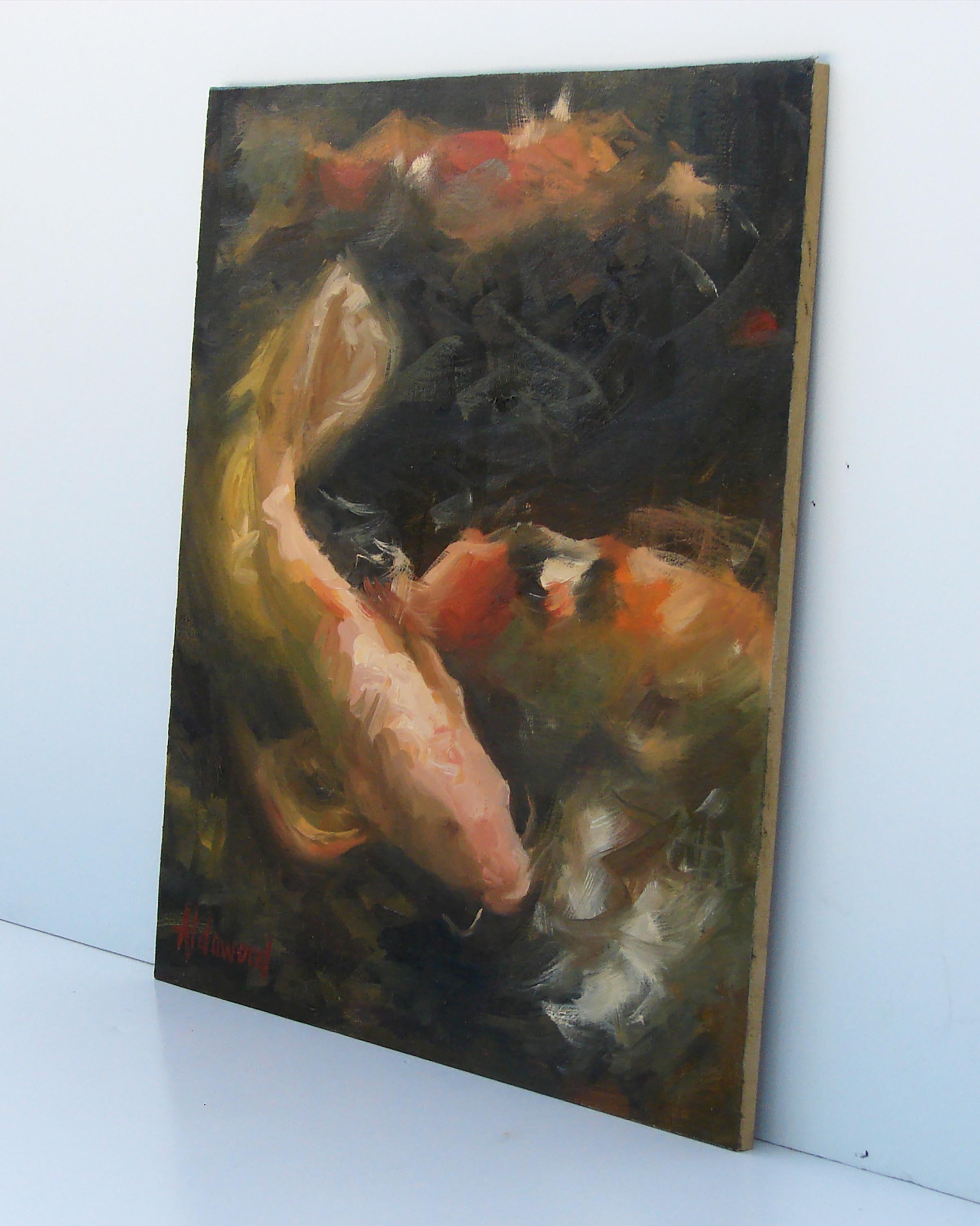 Koi, Oil Painting - Abstract Impressionist Art by Sherri Aldawood