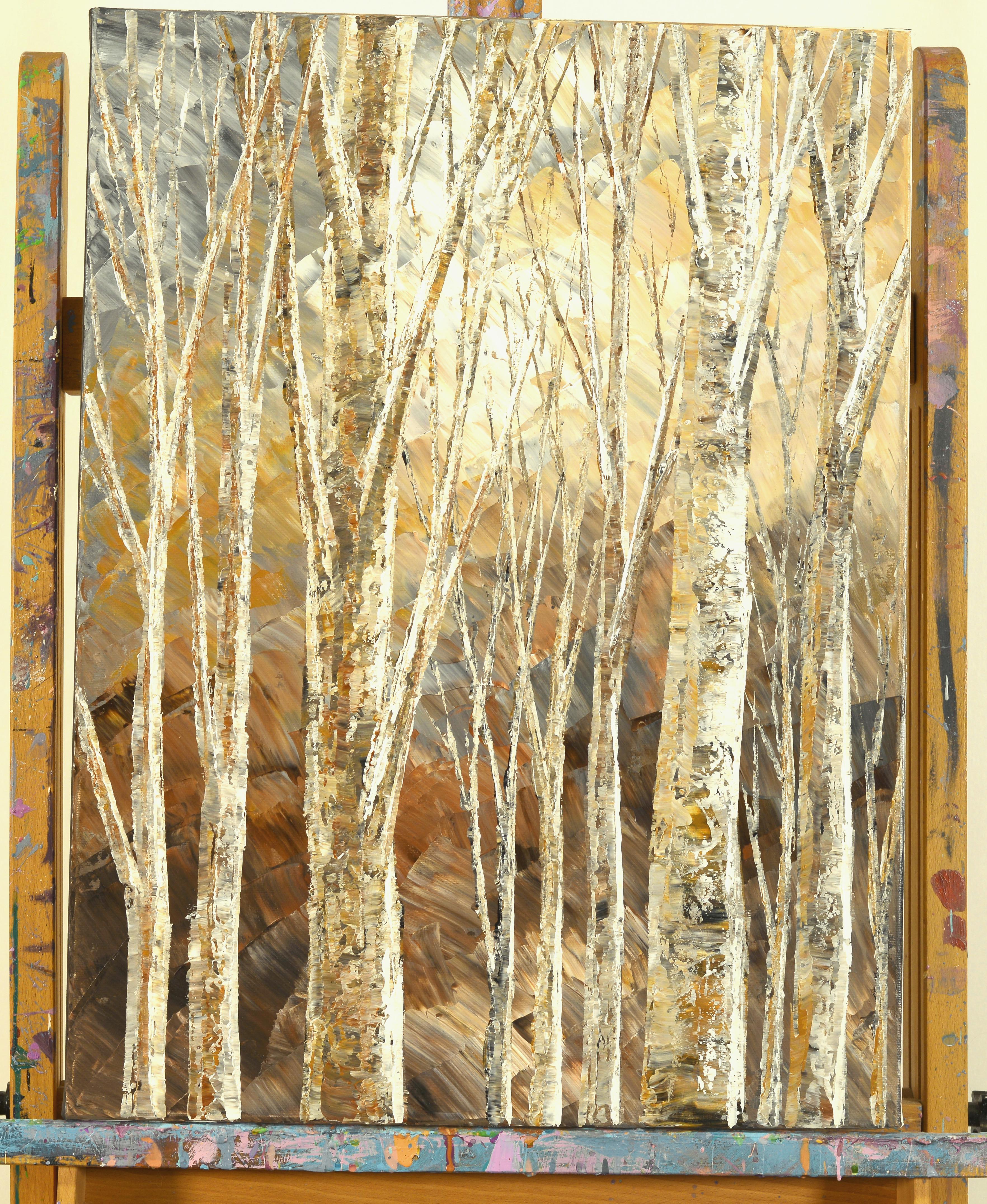 Hazelnut Trail, Original Painting - Abstract Impressionist Art by Tatiana Iliina