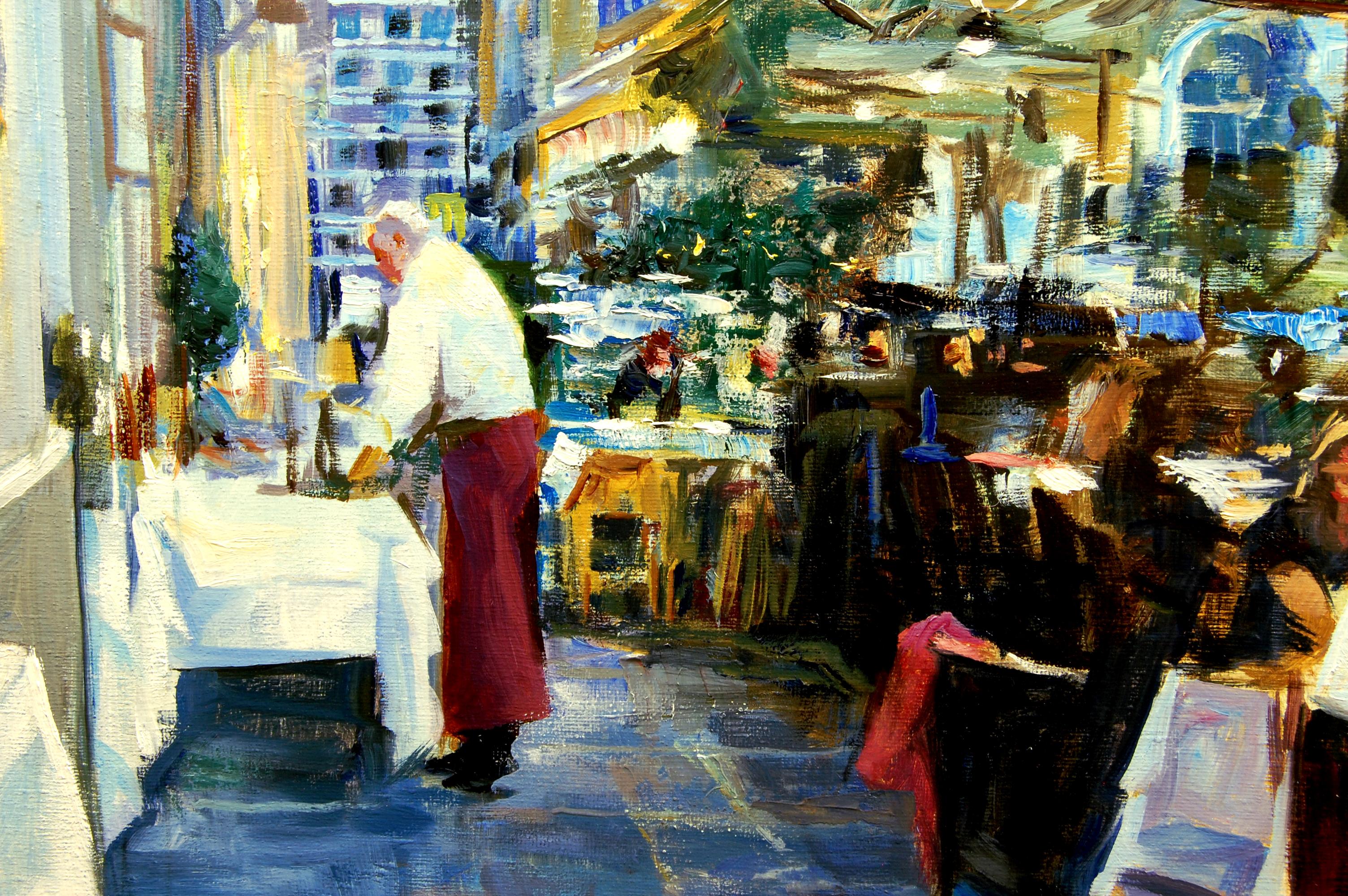 <p>Artist Comments<br>Artist Onelio Marrero paints this piece based on a visit to Rome, Italy. He loves walking the streets of the venerable city where the restaurants flow out into the streets on warm May evenings. Onelio aptly captures the early