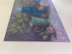 Teal Cup and Aqua Jar, Oil Painting