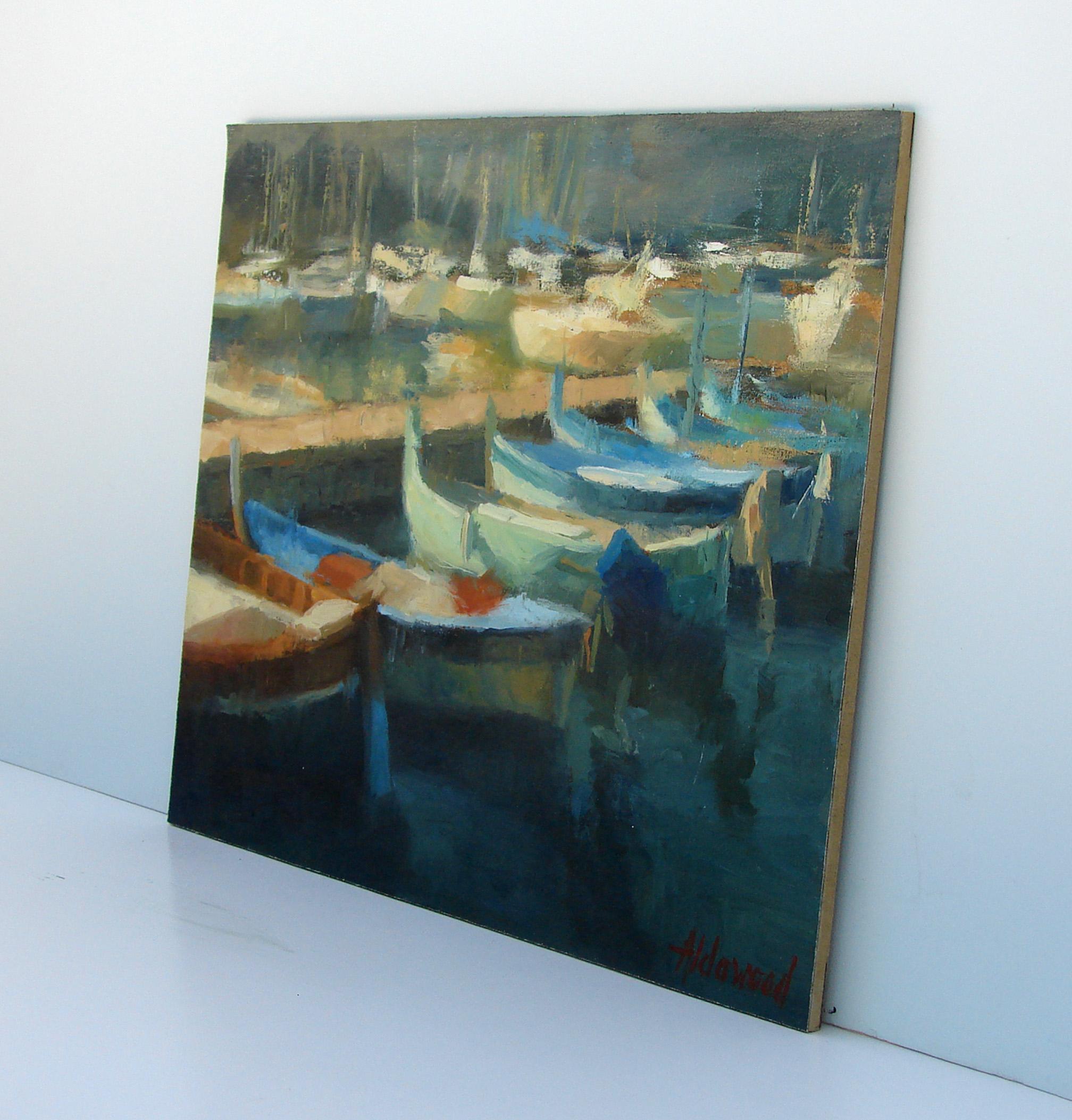 Barche da porto, Pittura a olio - Art Impressionismo astratto di Sherri Aldawood