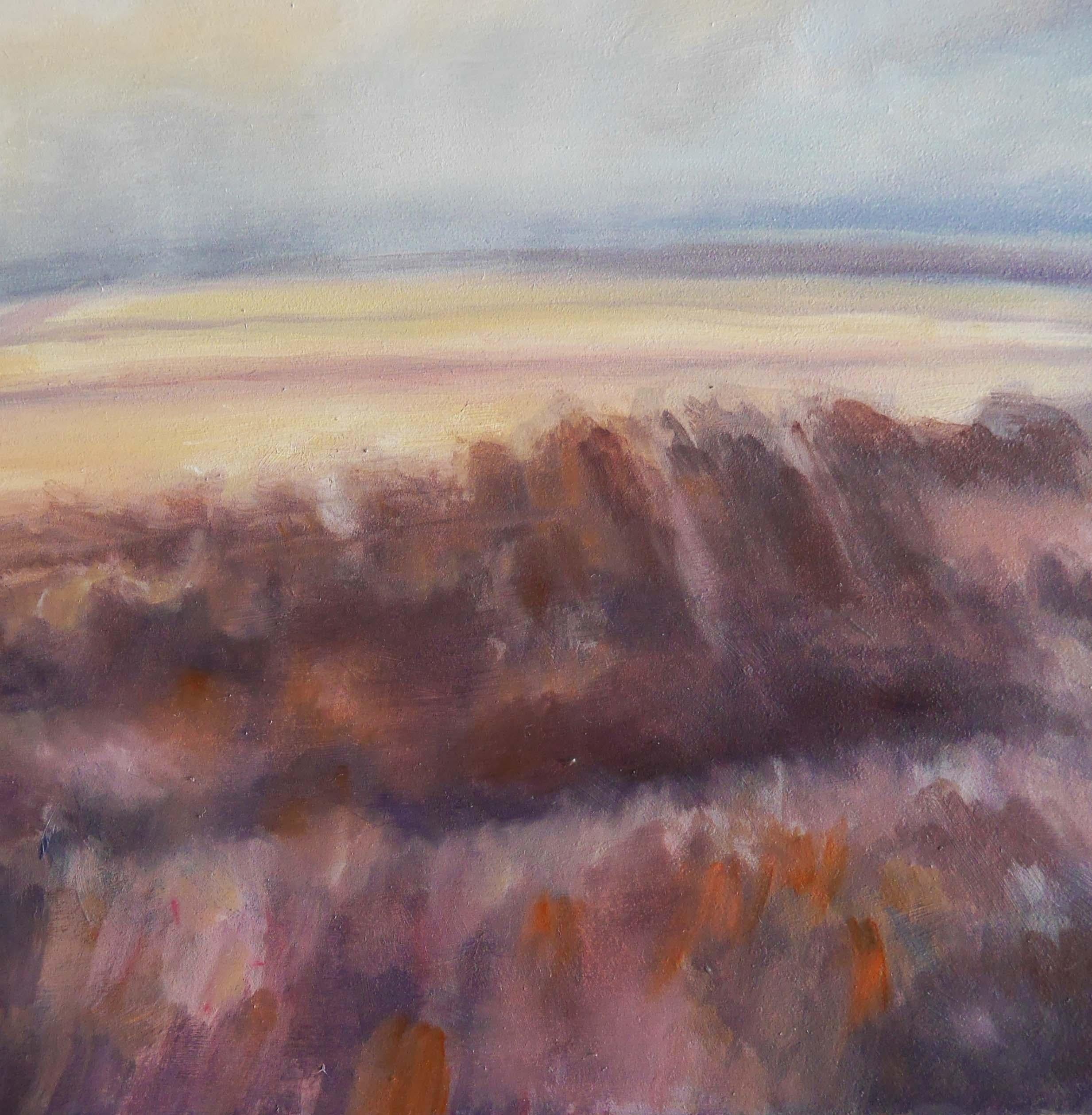 <p>Artist Comments<br>Artist Kristen Brown offers an abstracted take on classic landscape painting. She depicts ethereal clouds sweeping across an open field. A delicate blend of lilac and white sweep across the majestic sky. Kristen combines quick