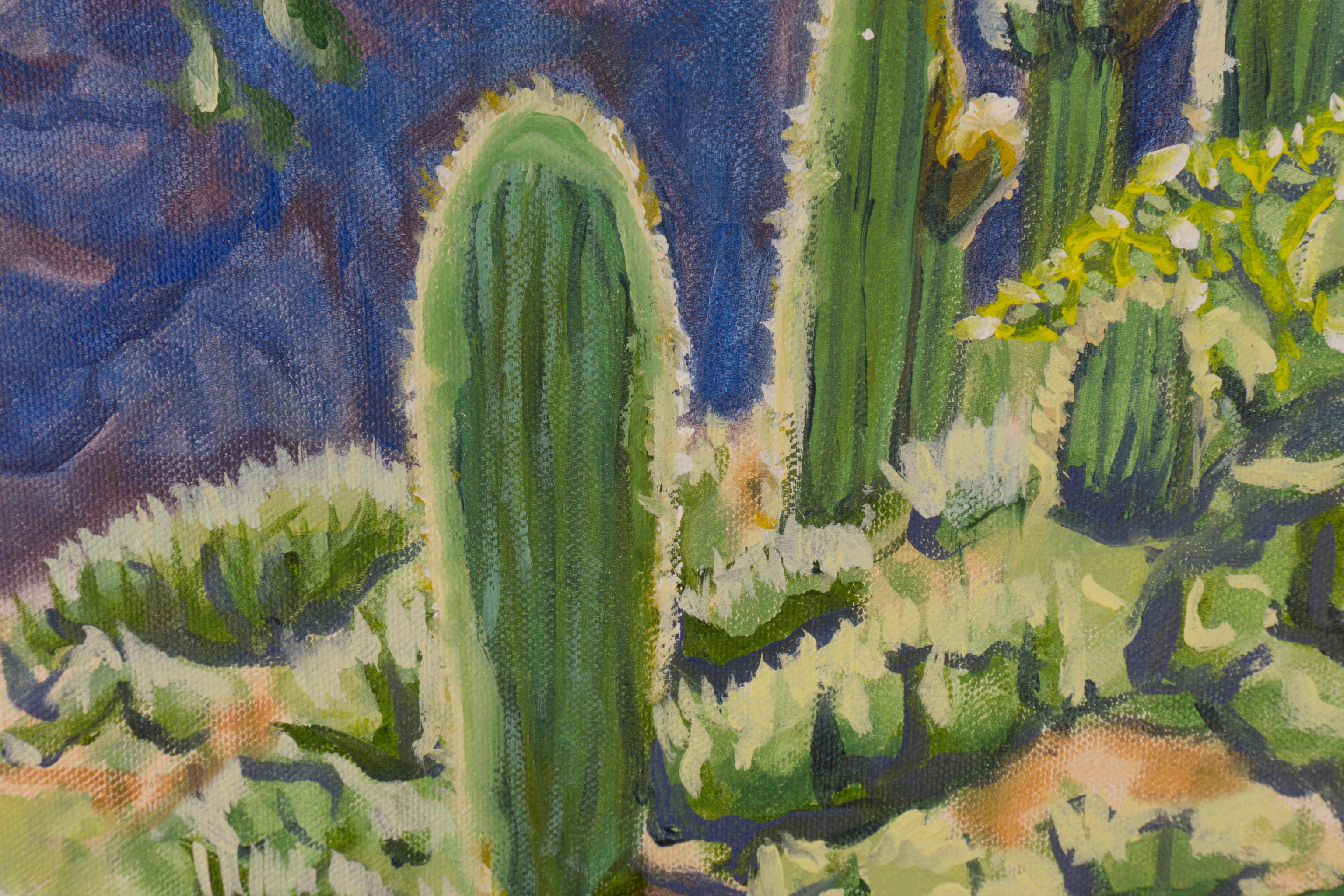 Peinture à l'huile Sonoran Hillside - Gris Landscape Painting par Crystal DiPietro