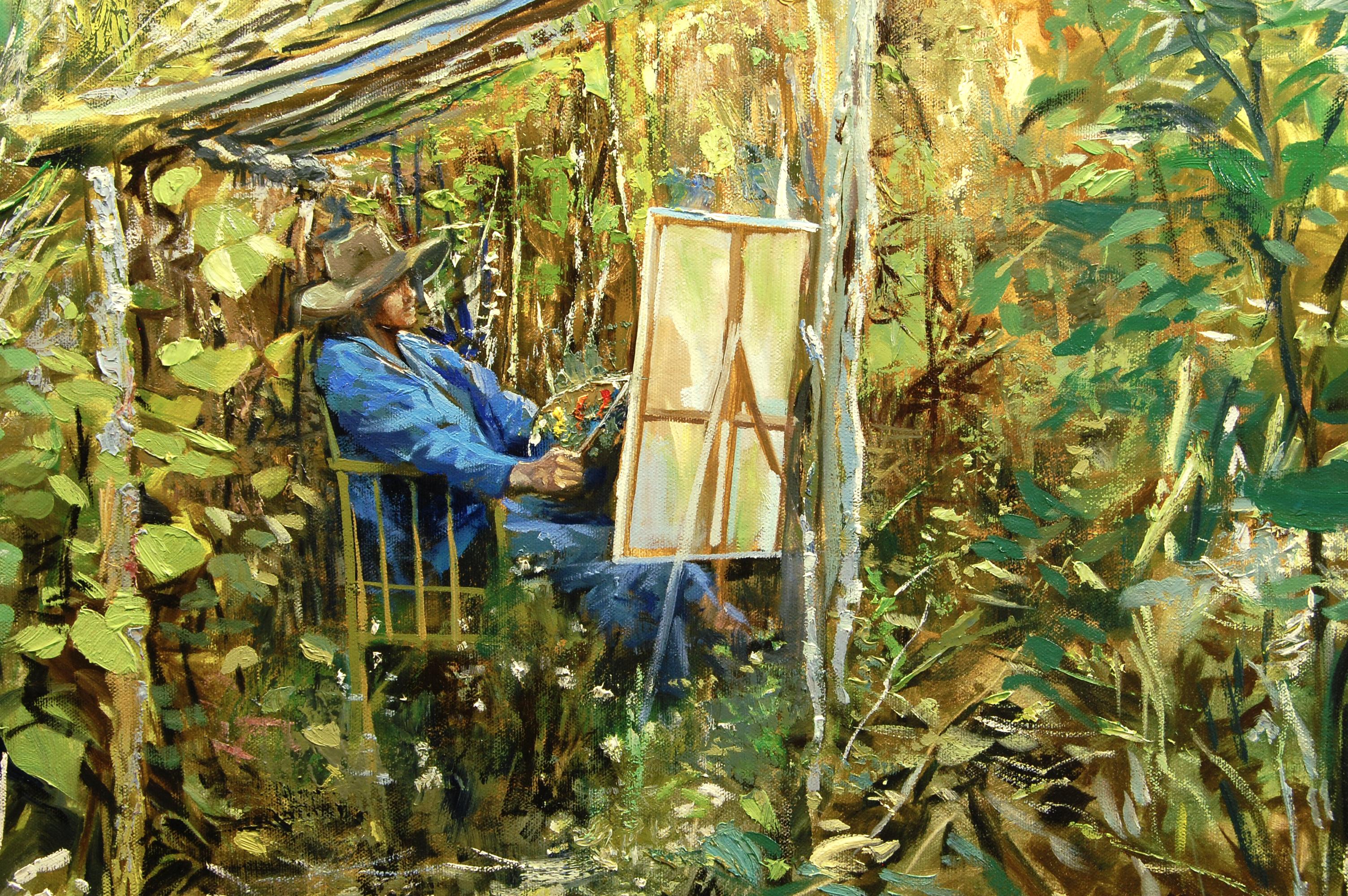 Peinture à l'huile Wilderness Studio - Marron Landscape Painting par Onelio Marrero