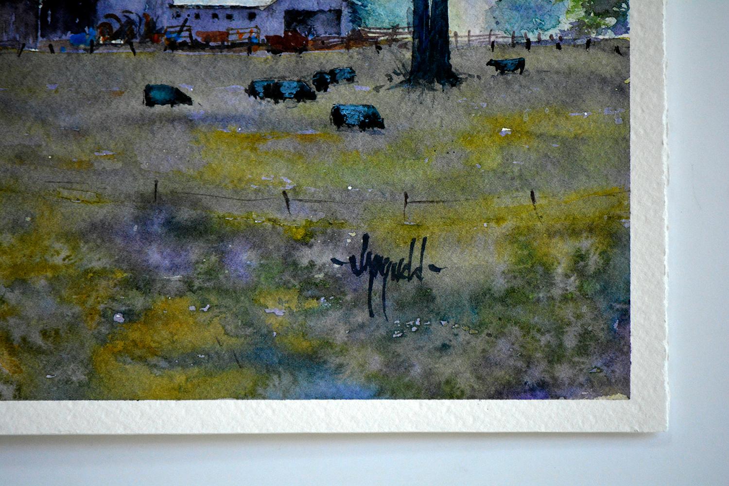 Une pinceau rose, peinture originale - Impressionnisme abstrait Art par Judy Mudd
