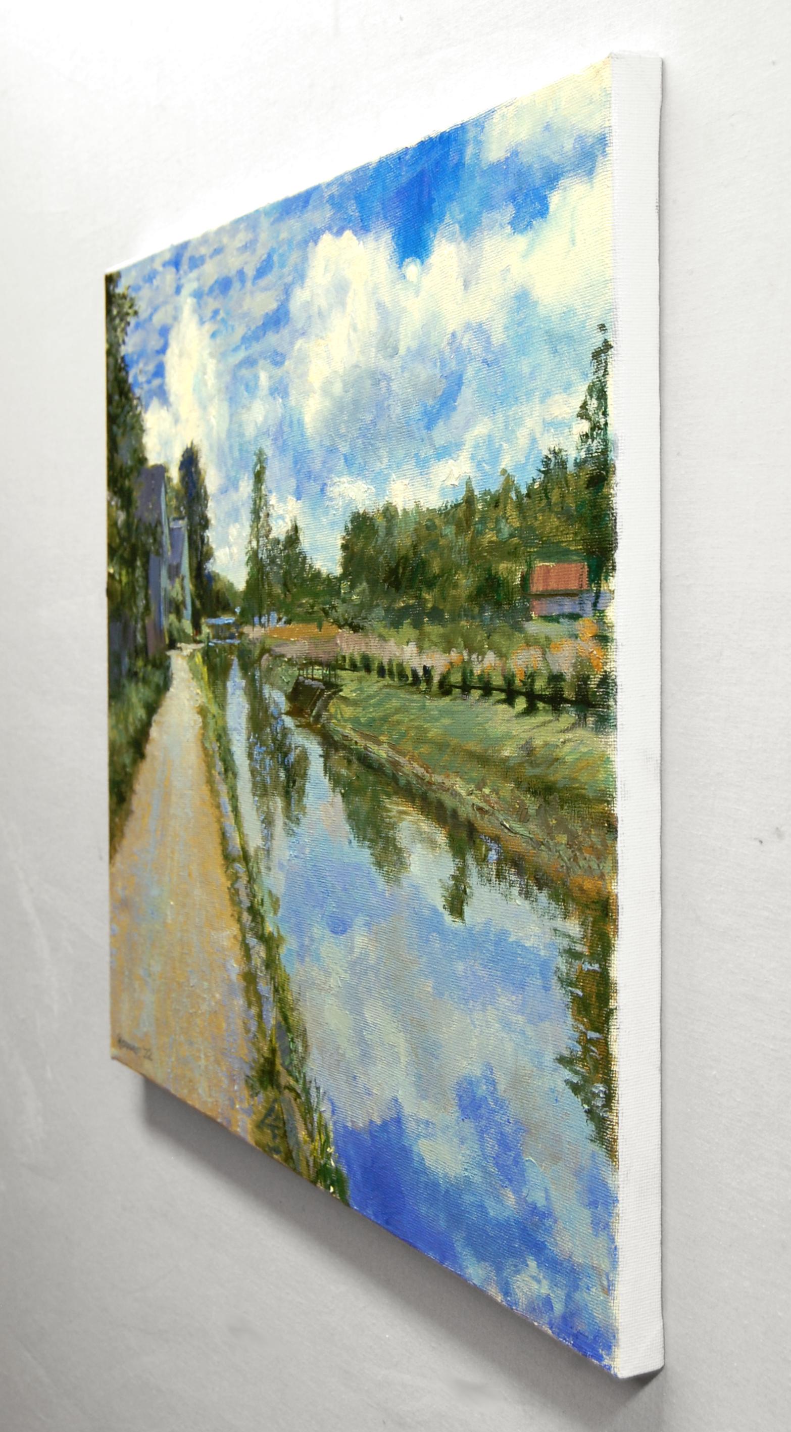 Canale di Lambertville, Pittura a olio - Painting di Onelio Marrero