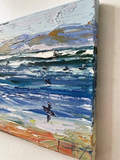 Surfers at Ocean Beach San Francisco, Oil Painting