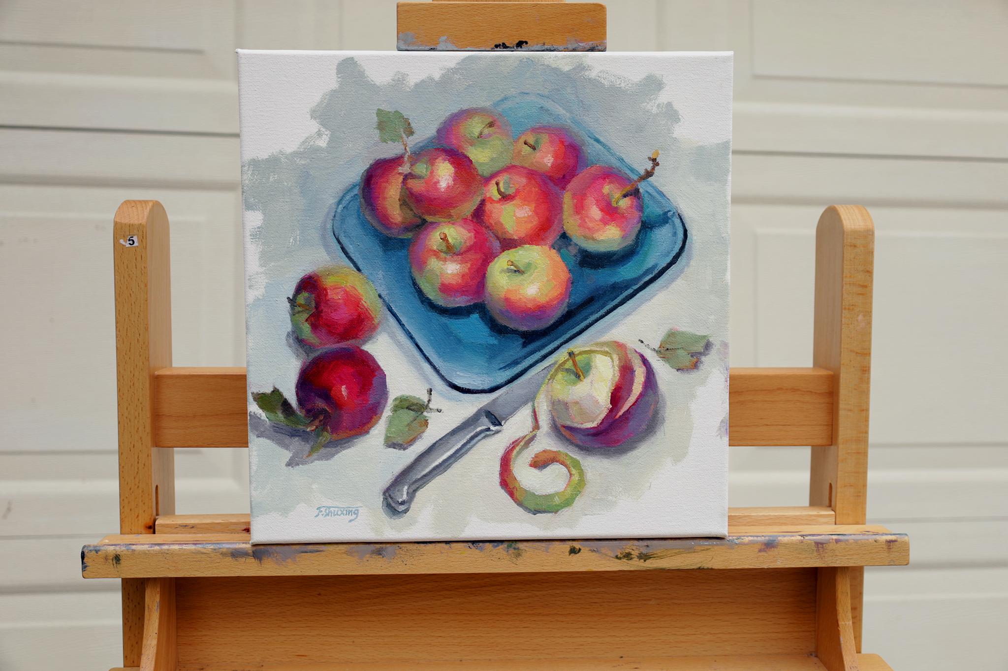 <p>Commentaires de l'artiste<br />L'artiste Shuzing Fan représente un bouquet de pommes par des touches picturales avec sa palette de couleurs vives et son coup de pinceau typiques. Une pomme à moitié épluchée repose sur la surface à côté d'un