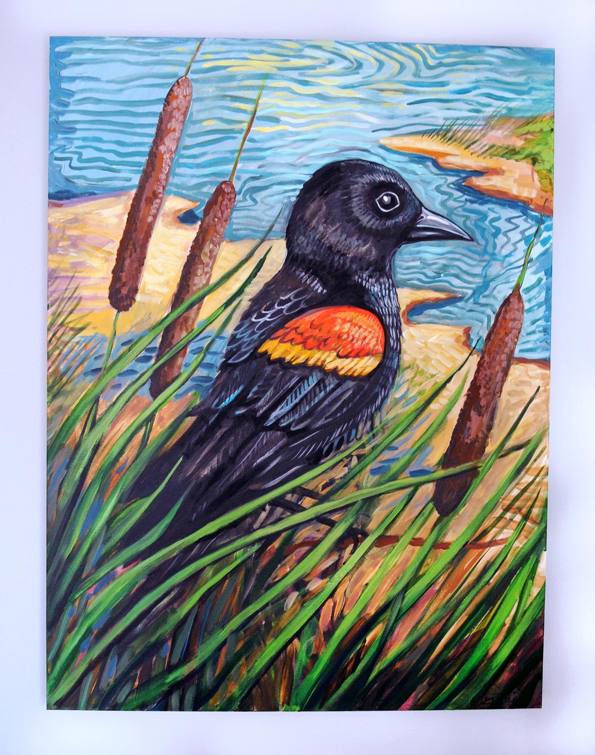 red winged blackbird painting