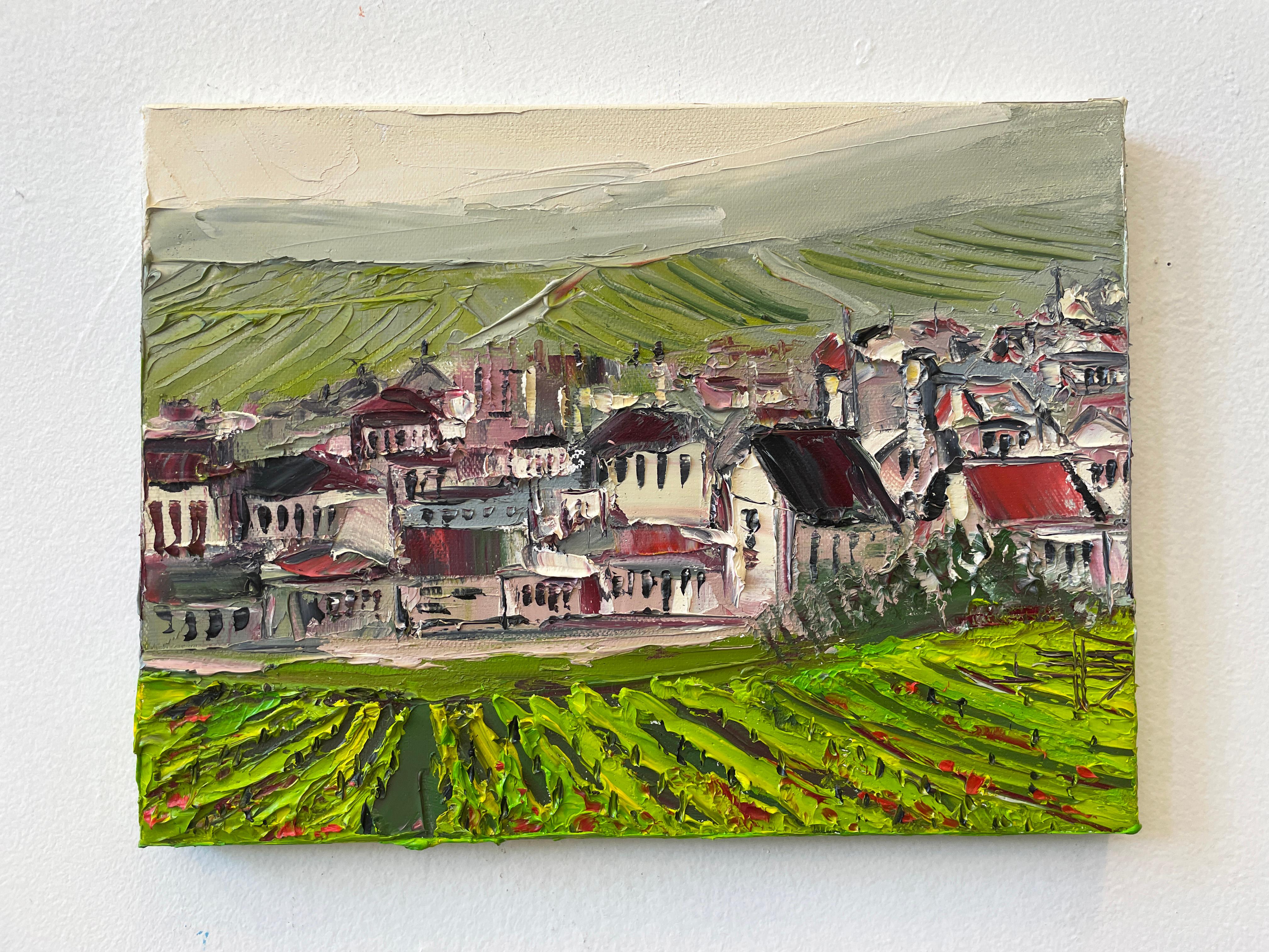 Une automne en Provence, peinture à l'huile - Impressionnisme abstrait Painting par Lisa Elley