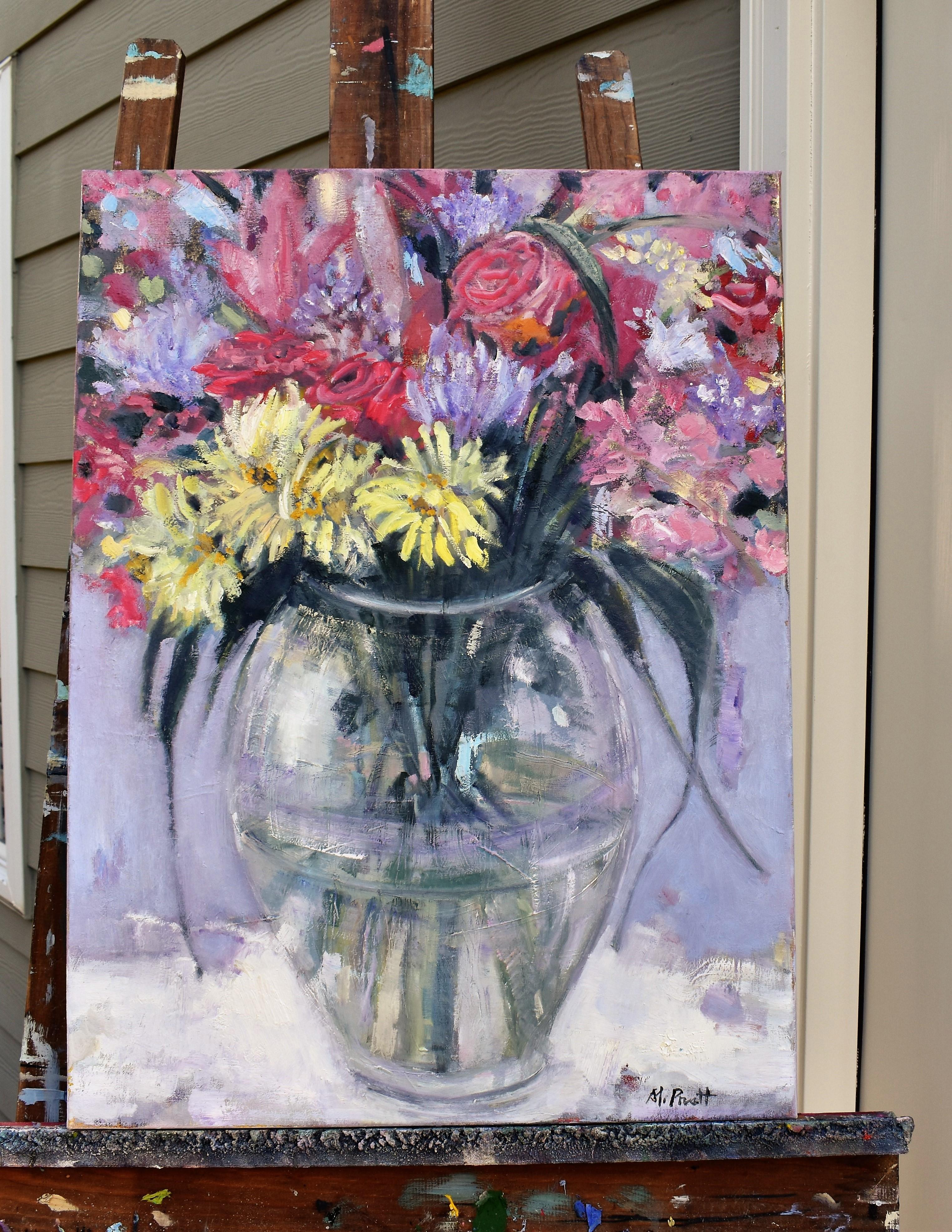 Un vase de fleurs 2, peinture à l'huile - Impressionnisme abstrait Painting par Mary Pratt