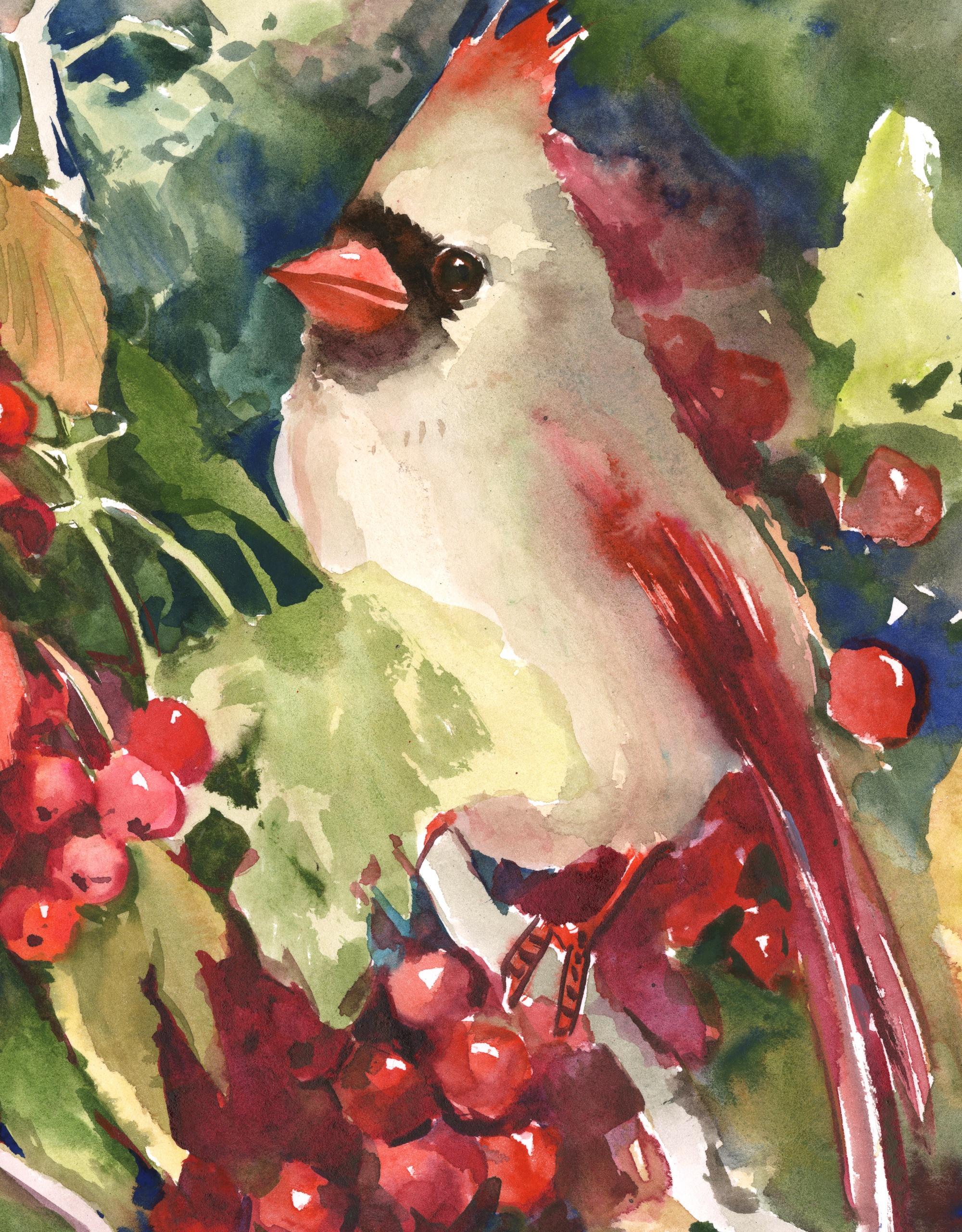 cardinal bird painting