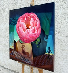 One Blossom One World. Peony & Deer I, Oil Painting