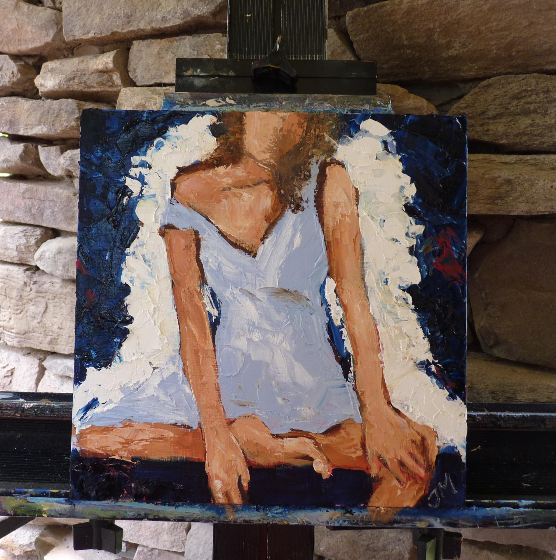 <p>Commenti dell'artista<br />L'artista Judy Mackey mostra un ritratto sensuale e mistico di un angelo. Mostra il soggetto che evoca un senso di mistero con il volto oscurato. Questa sognante opera figurativa emana una delicata sensualità: