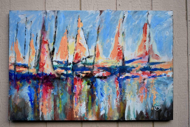 Sails Flapping Kip Decker - Harbor Sails Flapping, Original Painting For Sale at 1stDibs