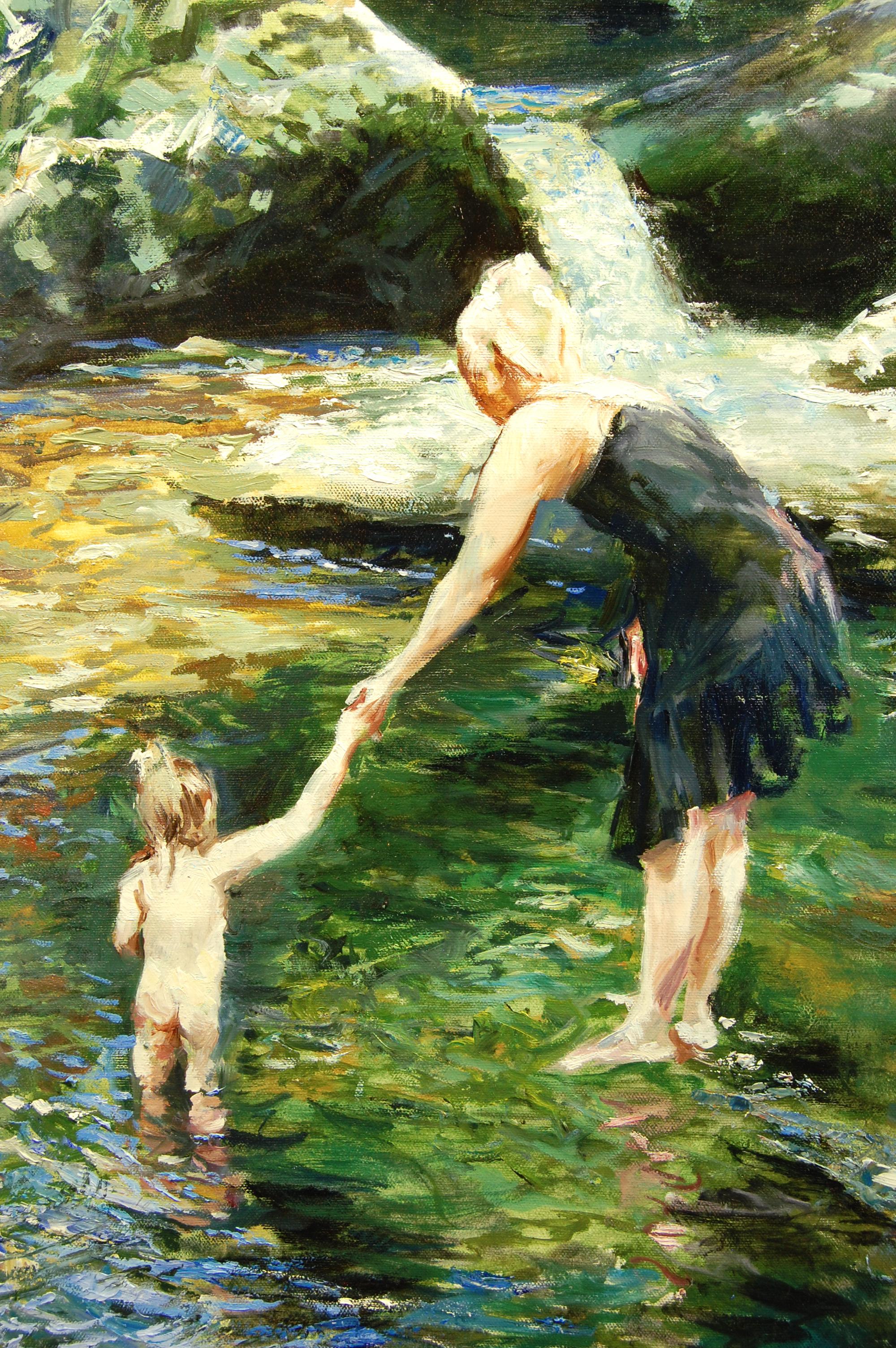 Guidance, peinture à l'huile - Marron Figurative Painting par Onelio Marrero