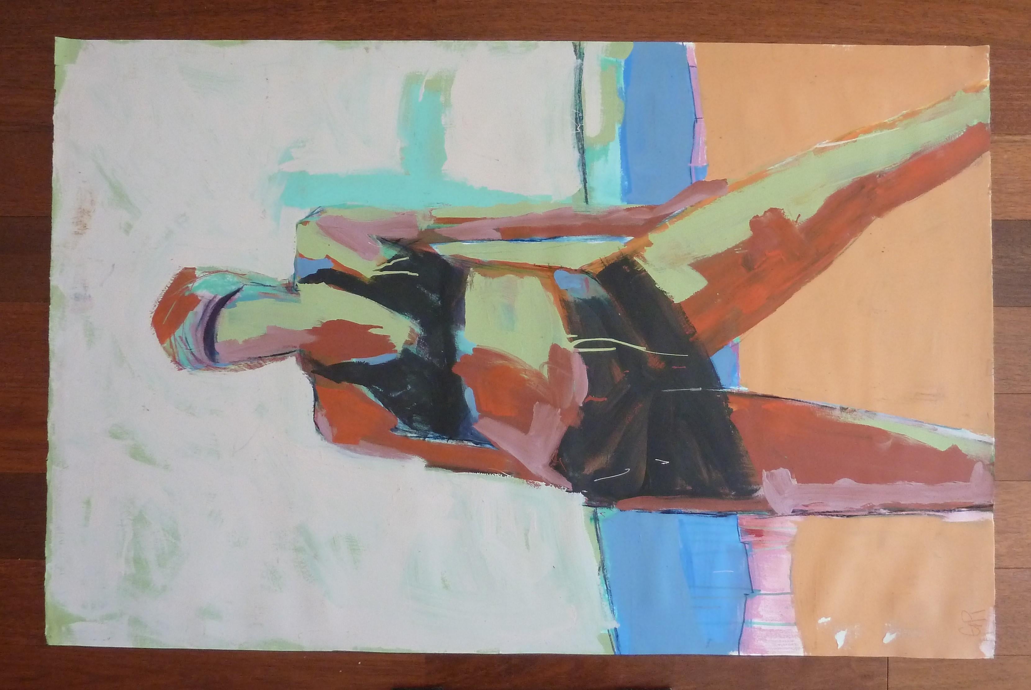 Femme de plage, peinture originale - Expressionnisme abstrait Painting par Gail Ragains