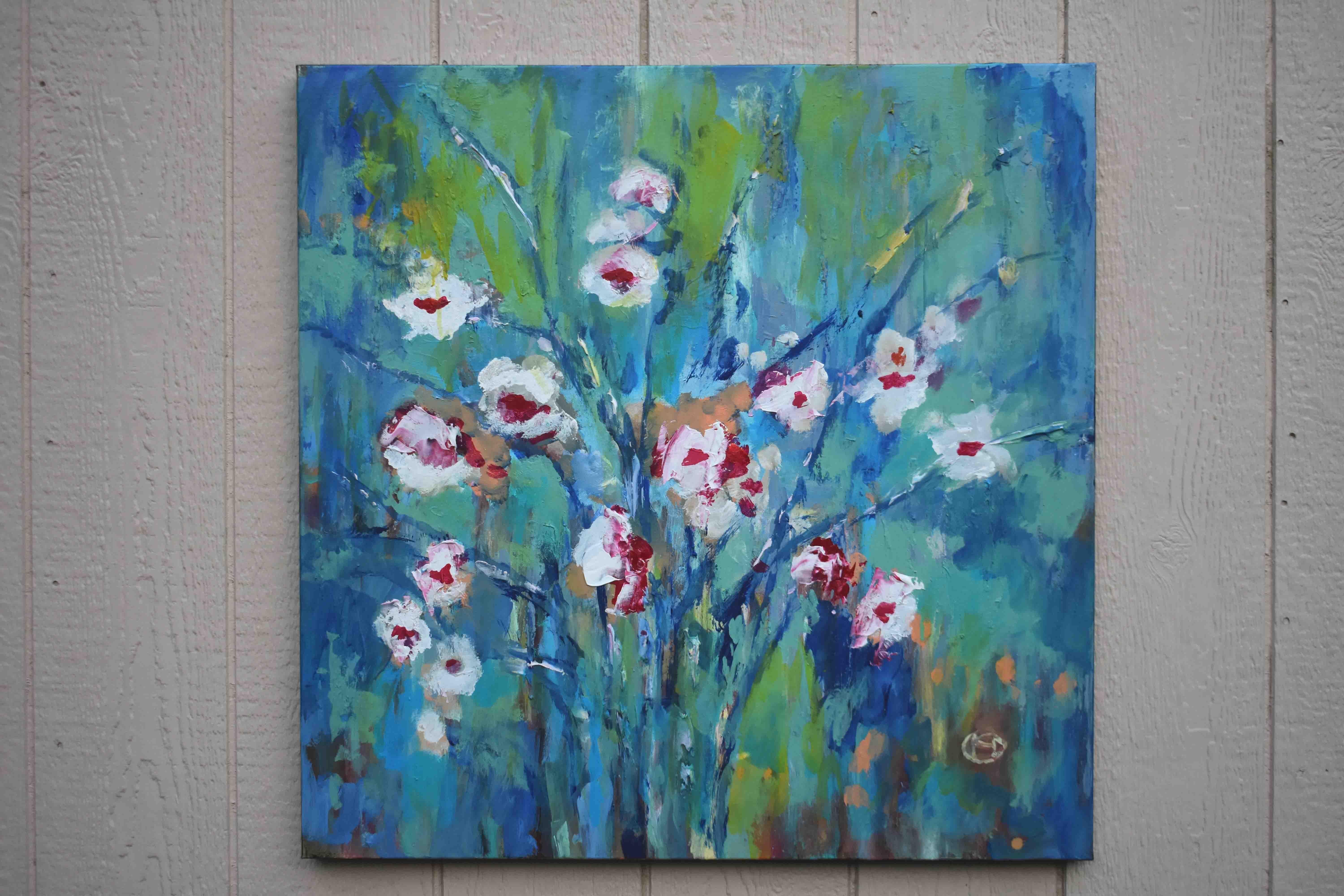 <p>Kommentare des Künstlers<br>Der Künstler Kip Decker zeigt ein expressionistisches Stillleben mit einem fröhlichen Blumenstrauß. Frische Blüten breiten sich in einem zierlichen Schwung aus, eingefangen im sanften Sonnenlicht. 