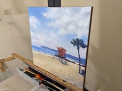 Sunny Coronado Beach and Lifeguard Tower, Original Painting