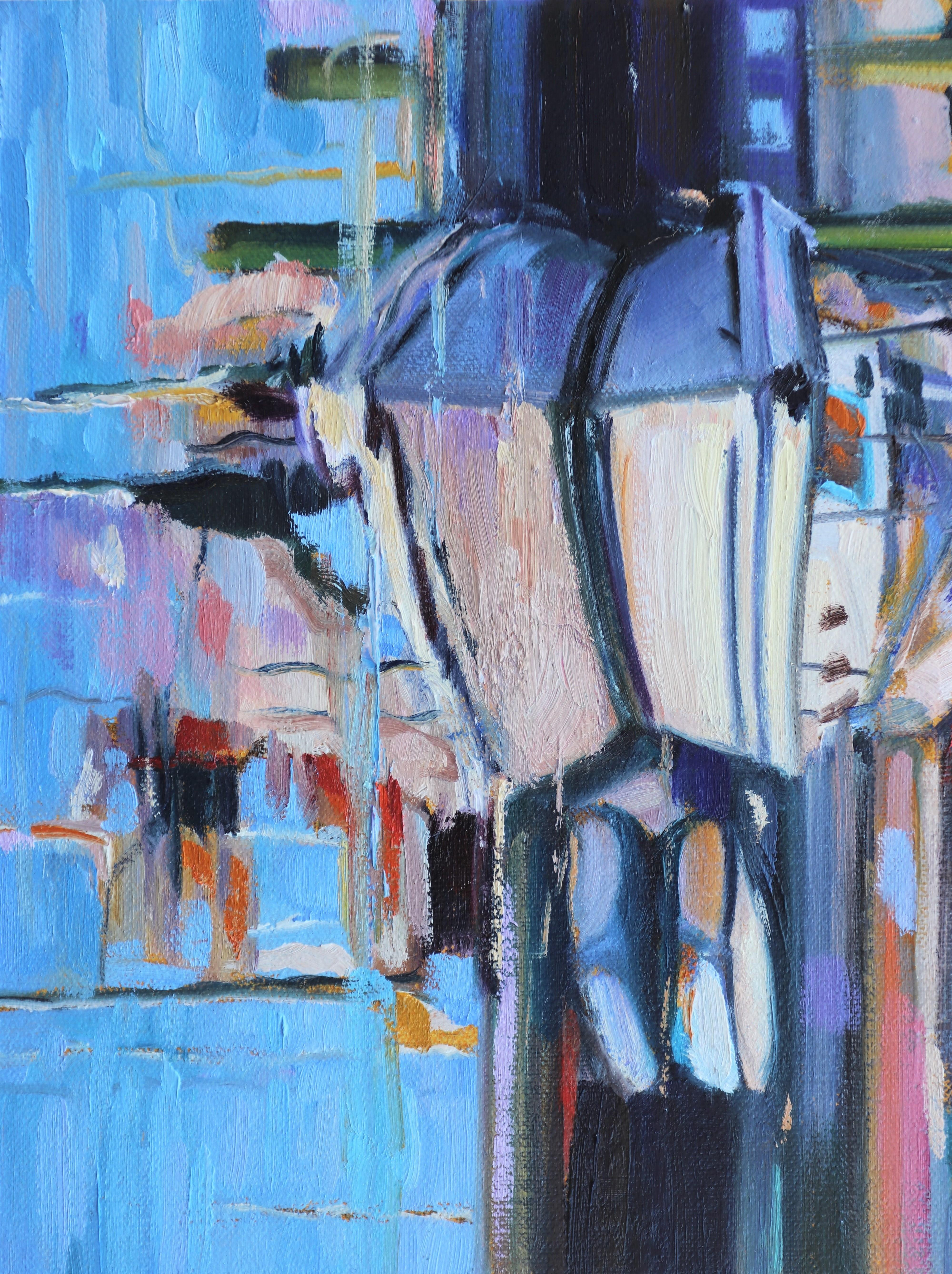 Morning in the Marina, Oil Painting - Abstract Impressionist Art by Andres Lopez