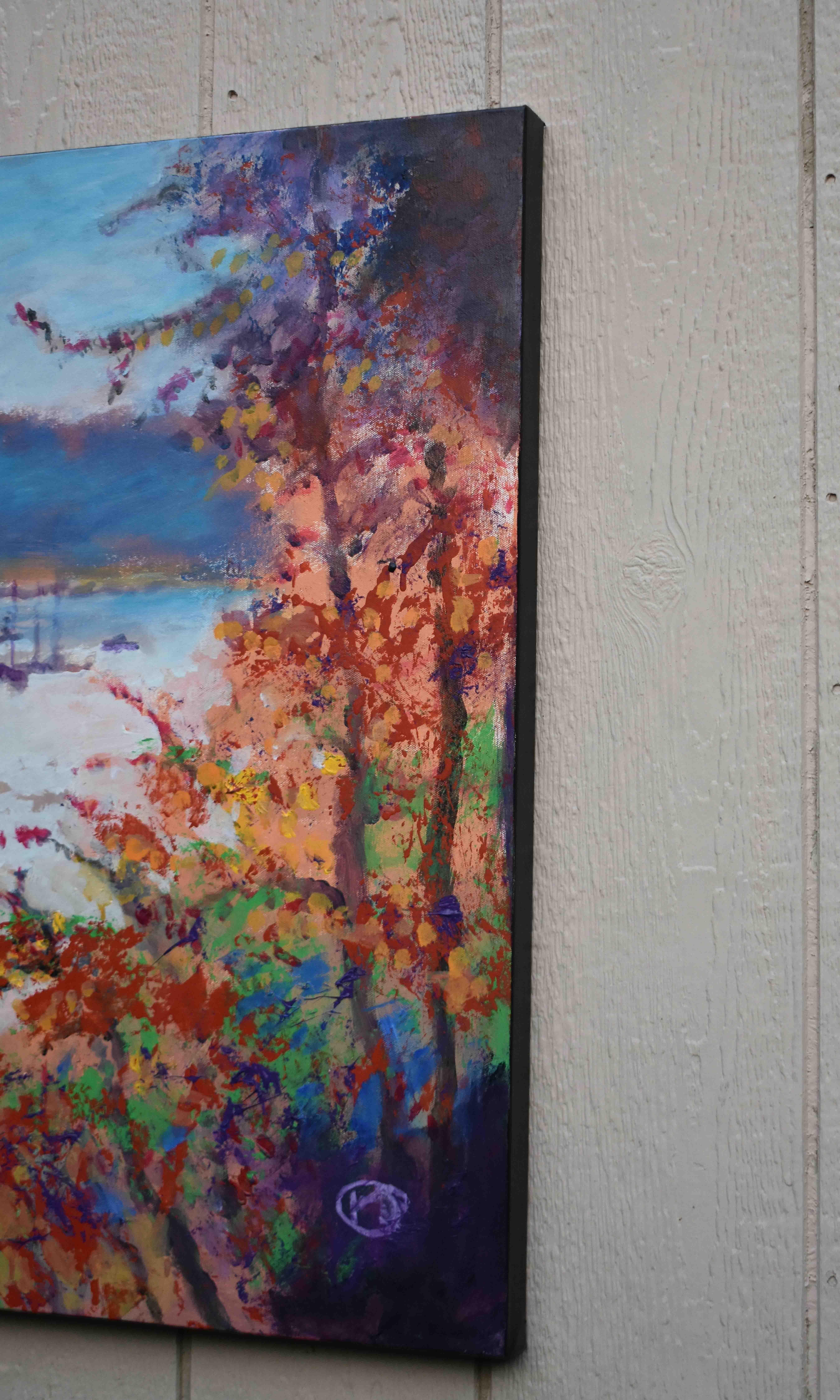 Harbor d'automne, peinture d'origine - Painting de Kip Decker