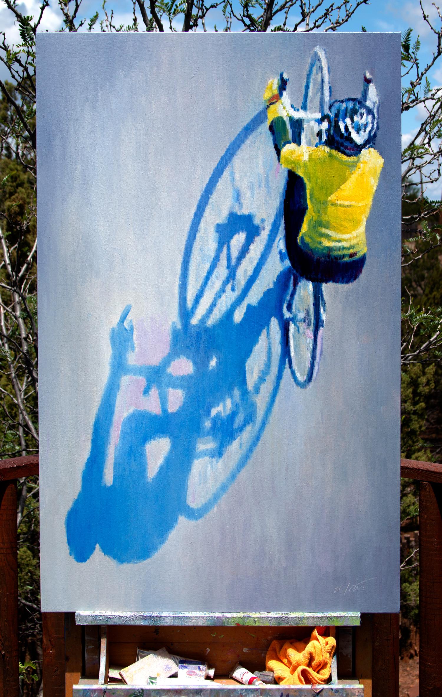 <p>Commentaires de l'artiste<br>L'artiste Warren Keating présente l'image d'un homme faisant du vélo à partir d'une vue aérienne. 