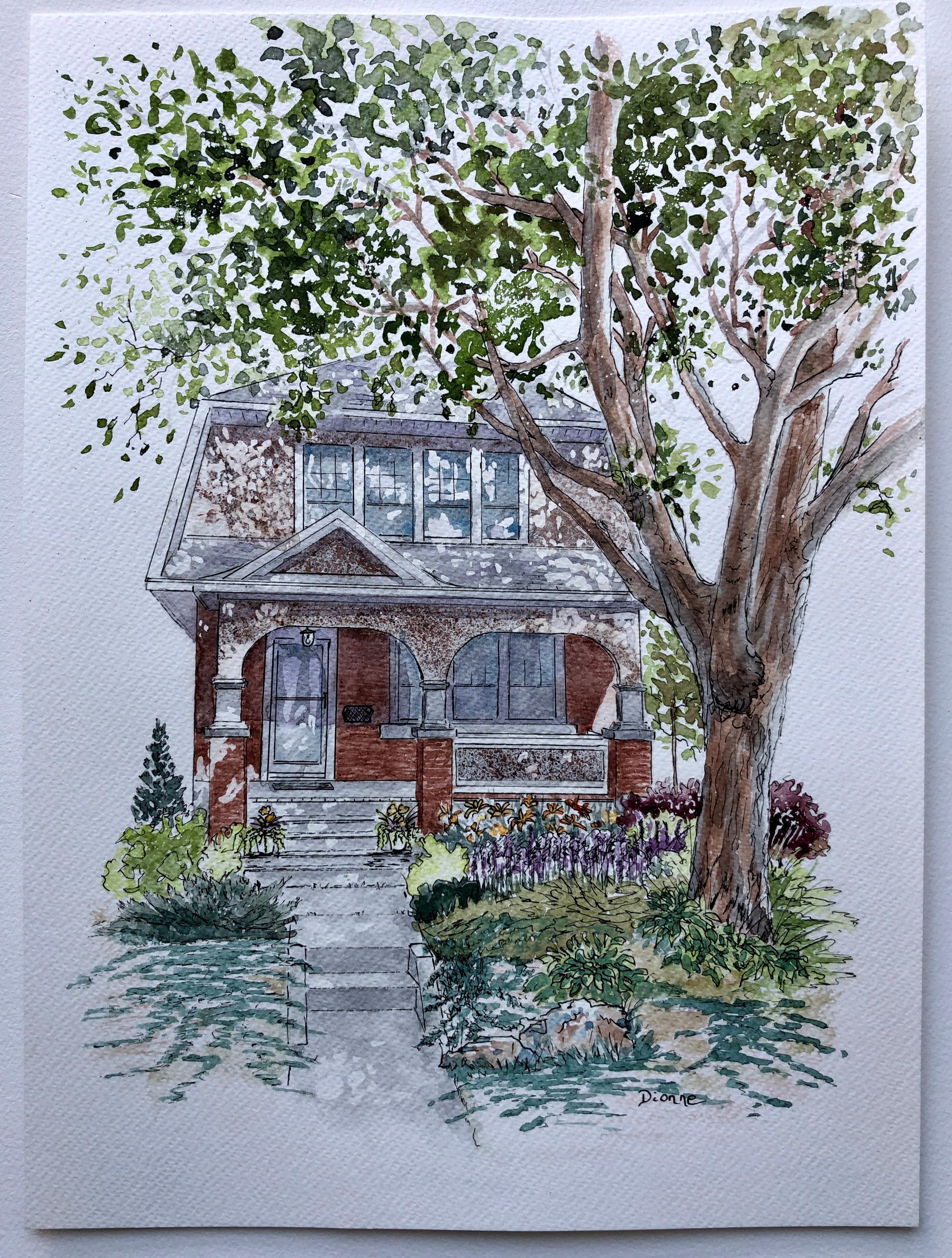 House 11, Originalgemälde – Art von Maurice Dionne