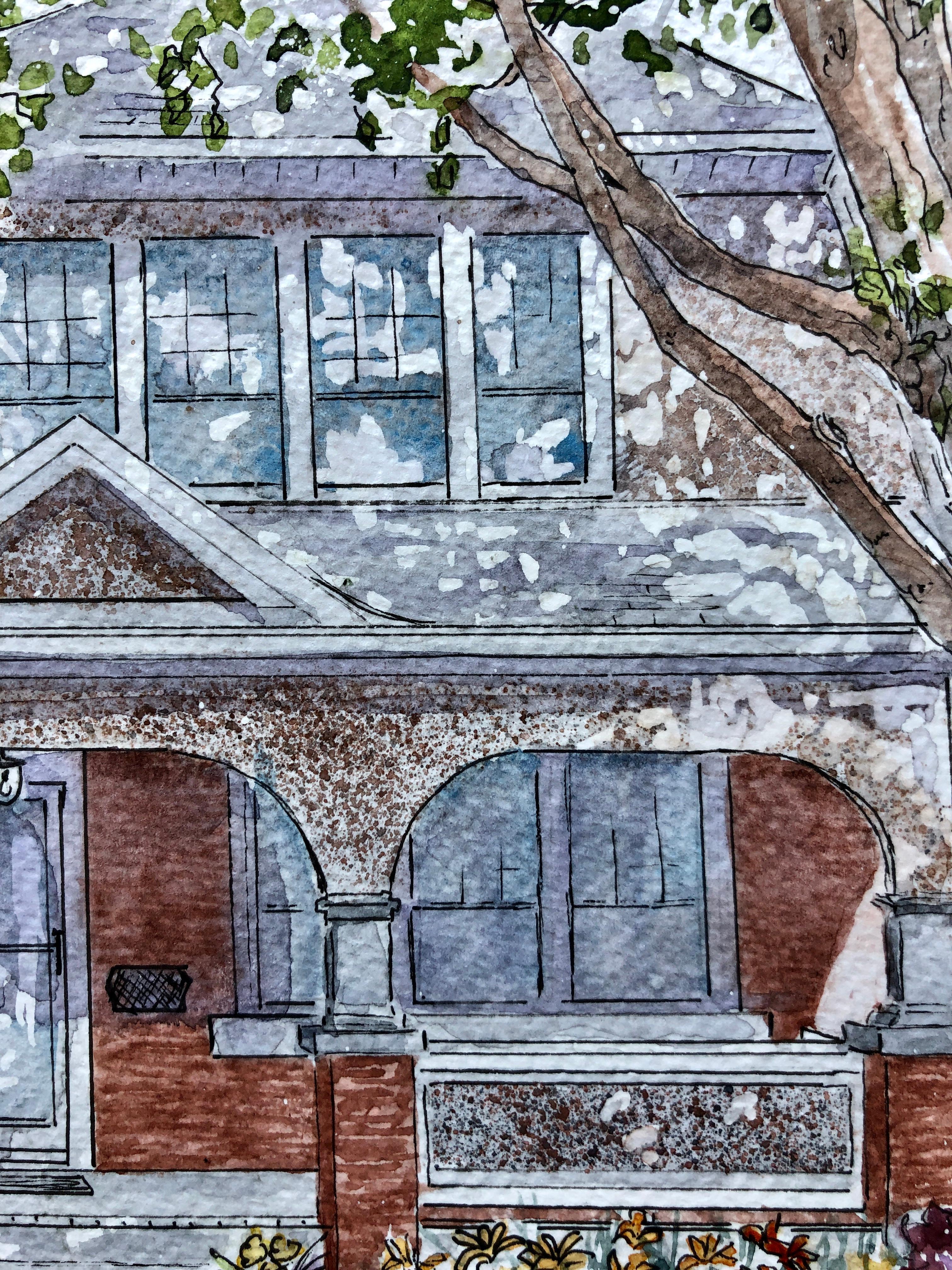 <p>Kommentare des Künstlers<br>Der Künstler Maurice Dionne zeigt ein Haus im Tudor-Stil, auf das er bei einem Spaziergang durch das zivile Krankenhausviertel gestoßen ist. Teil seiner Random-House-Serie, in der er die verschiedenen architektonischen