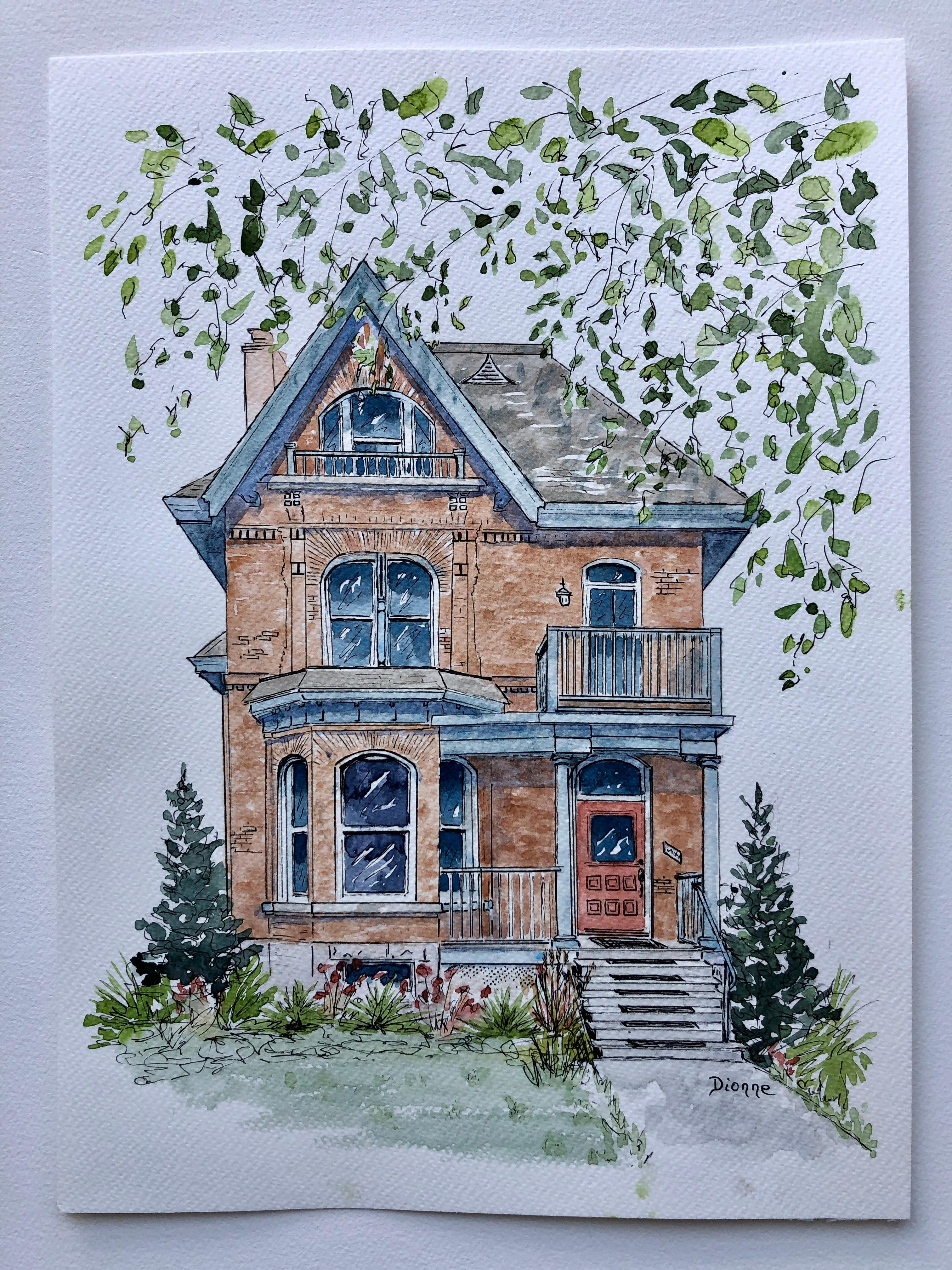House 8, Original-Gemälde – Art von Maurice Dionne