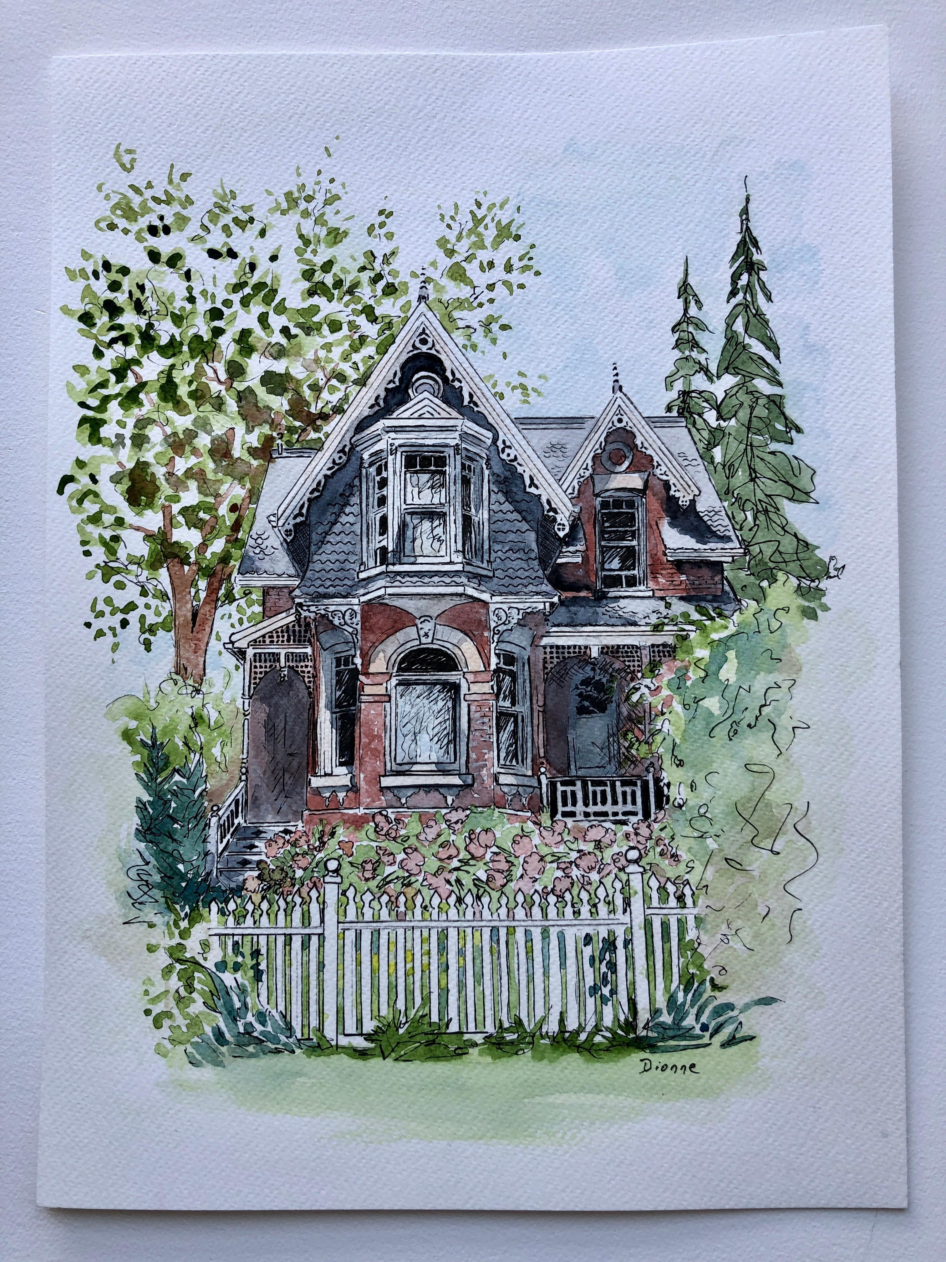 House 3, Originalgemälde – Art von Maurice Dionne