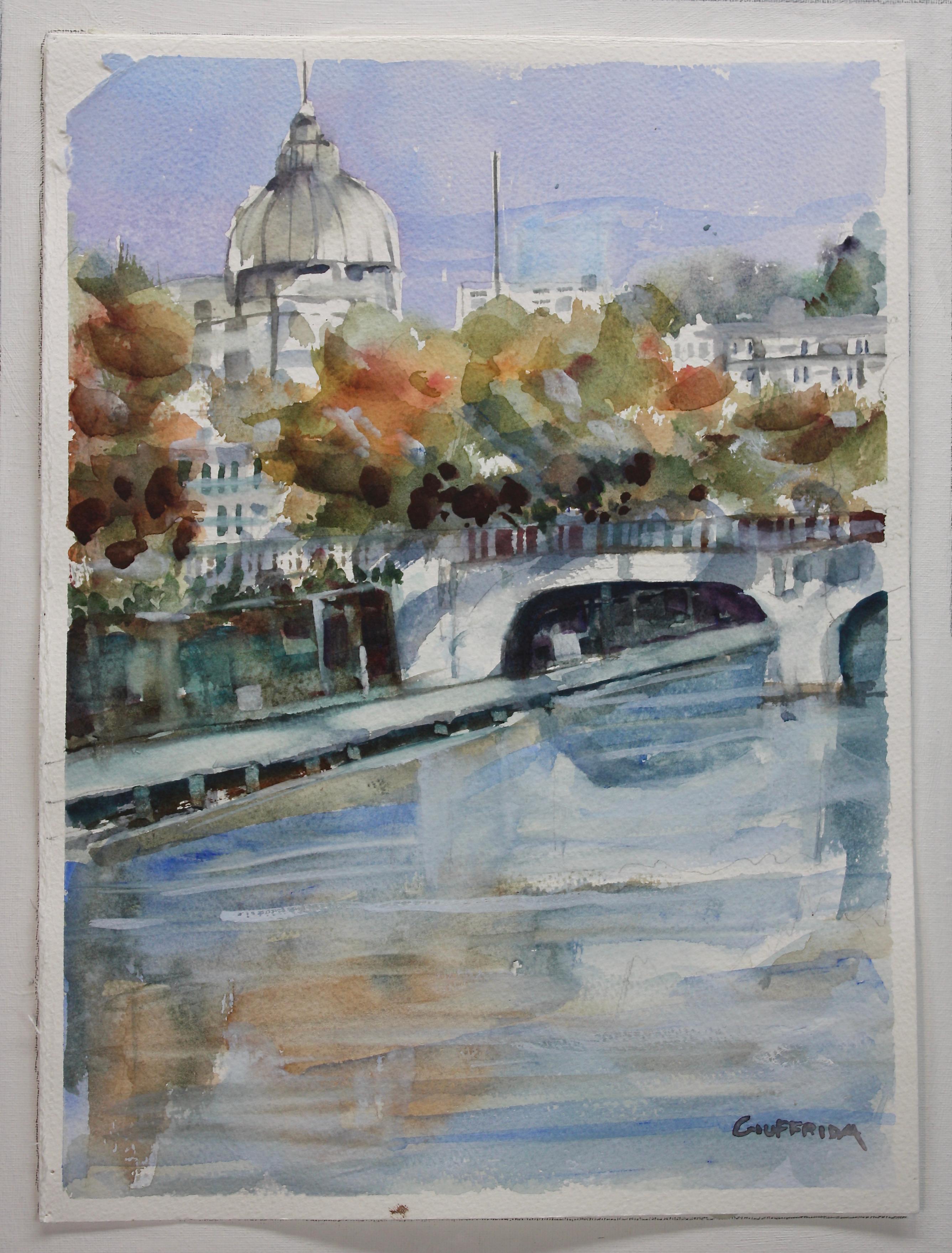 The Tiber River, Rom, Originalgemälde (Abstrakter Impressionismus), Art, von Joe  Giuffrida