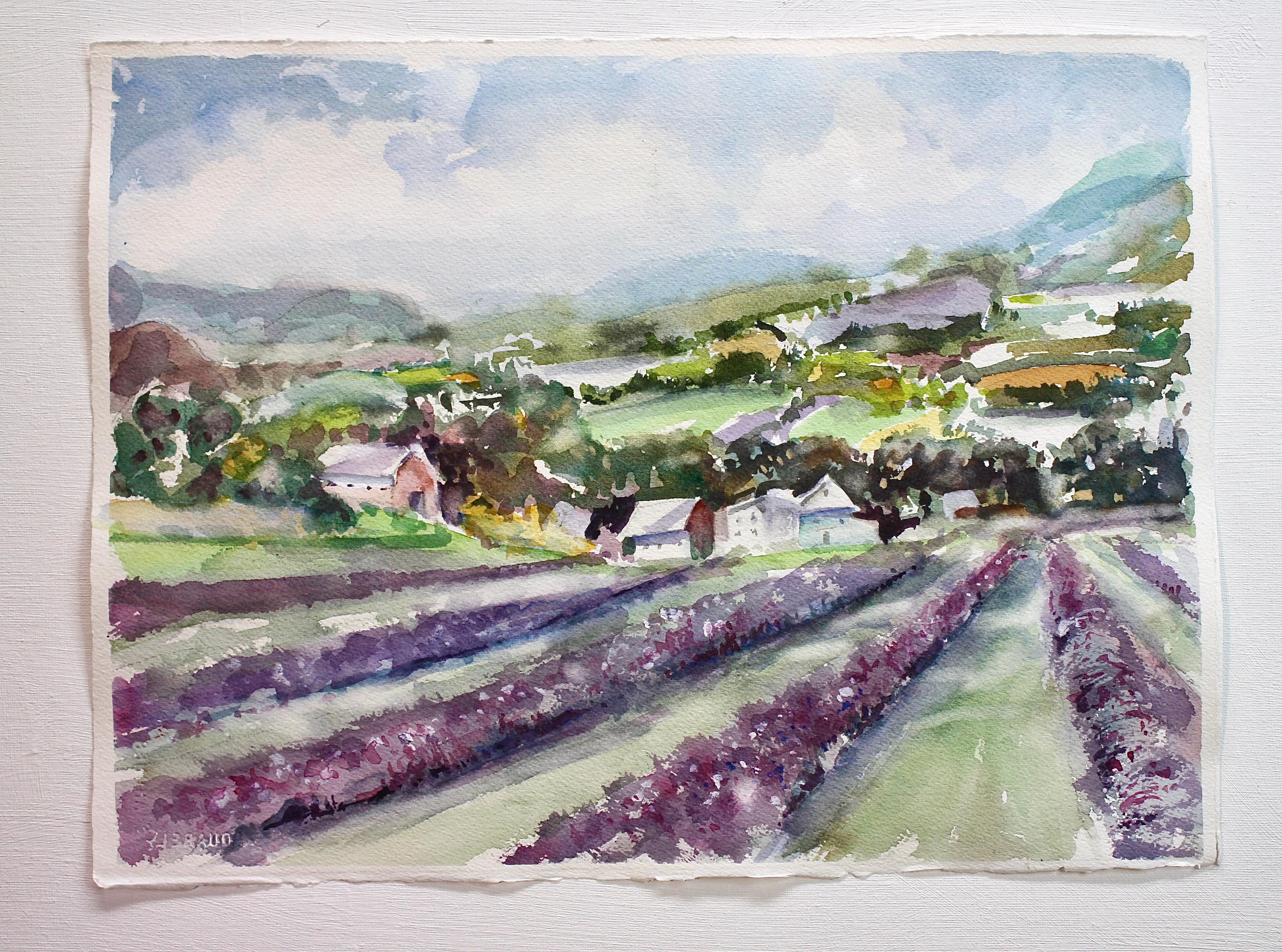 <p>Artist Comments<br>Artist Joe Giuffrida exhibits an elegant countryside landscape of Provence, France. Vivid lavenders flourish along the field and appear as rolling waves along the pasture. The gorgeous blossoms lead to a charming view of a