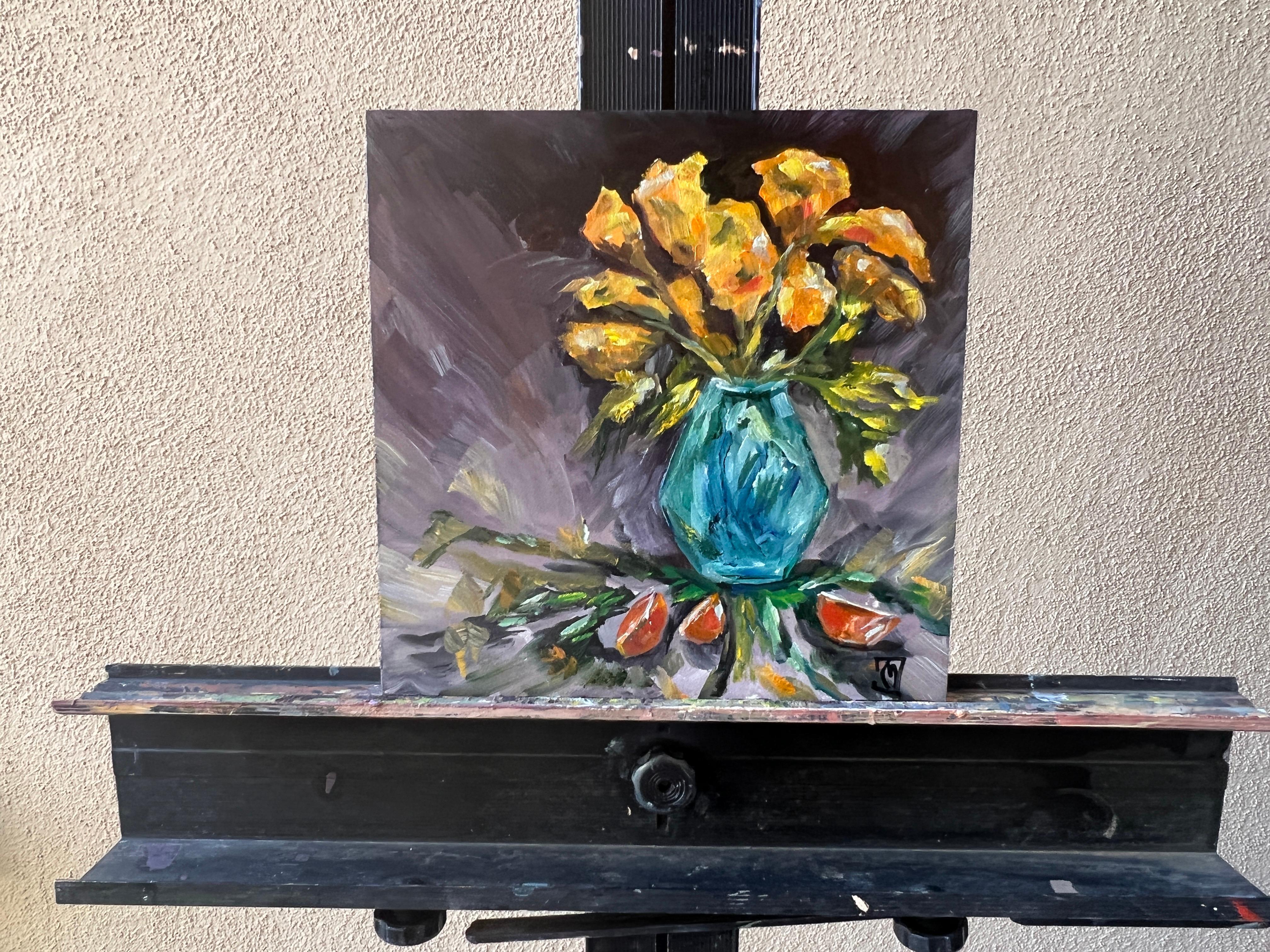 <p>Artist Comments<br>Created in early spring when poppies are in full bloom, artist Marilyn Froggatt displays a striking still life of the delicate flower. The petals gleam a vibrant orange while the leaves appear soft and feathery like a fern.