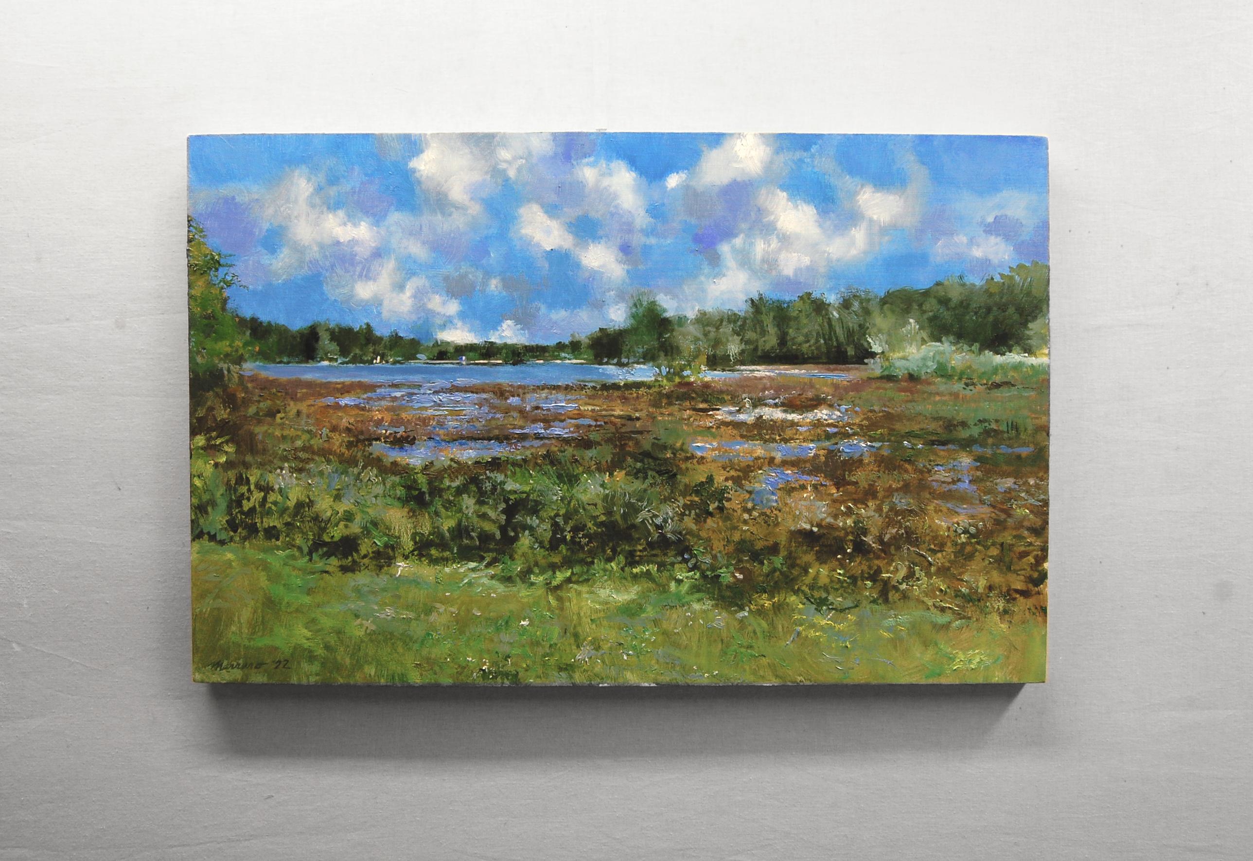 <p>Artist Comments<br>Artist Onelio Marrero features a sunny marshland on an early autumn morning. He executes the composition from sketches and memory based on a swamp near his home. The powerful strokes, colors, and textures capture the effects of